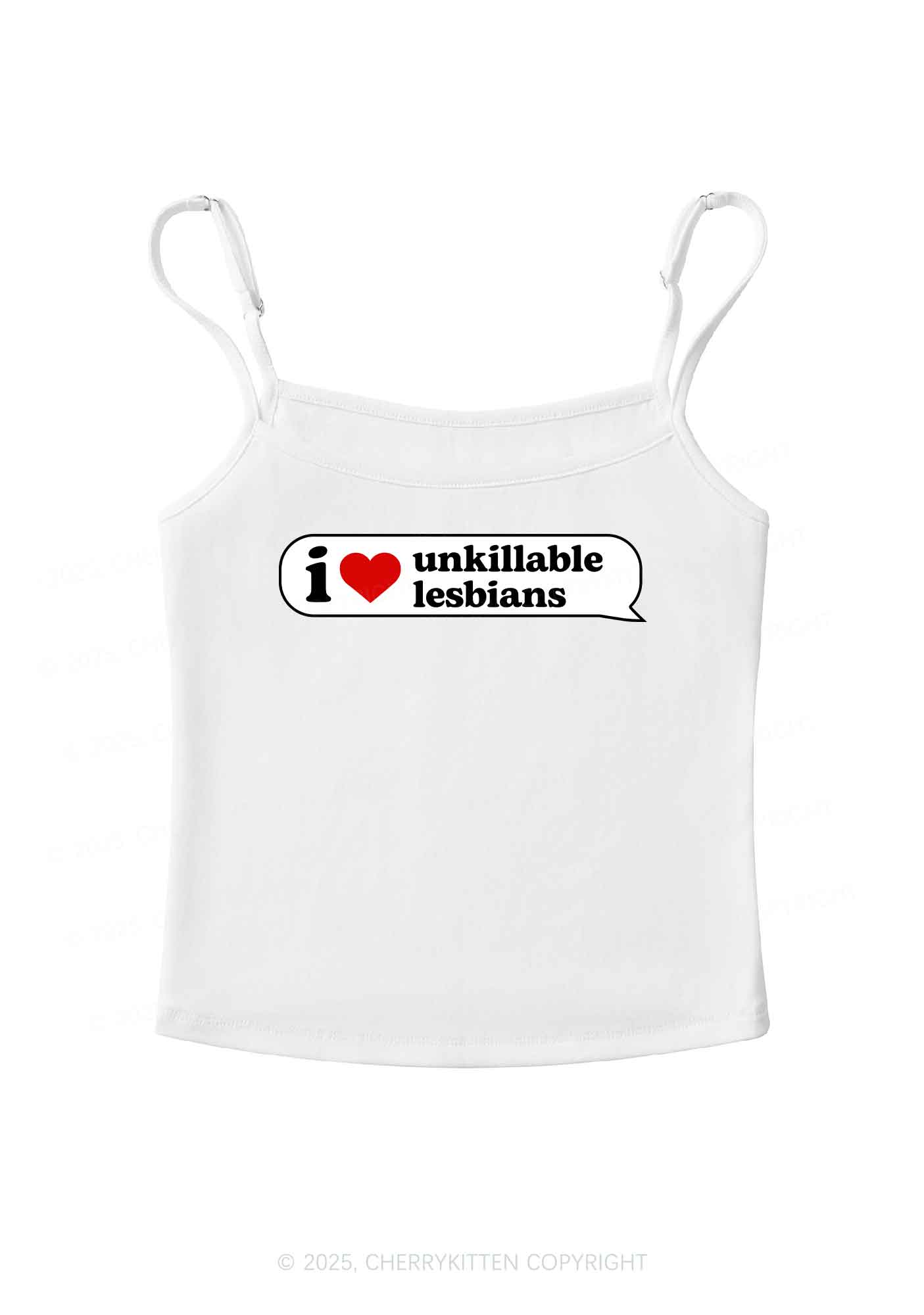 I Love Unkillable Lesbians Pride Y2K Spaghetti Strap Cami Cherrykitten