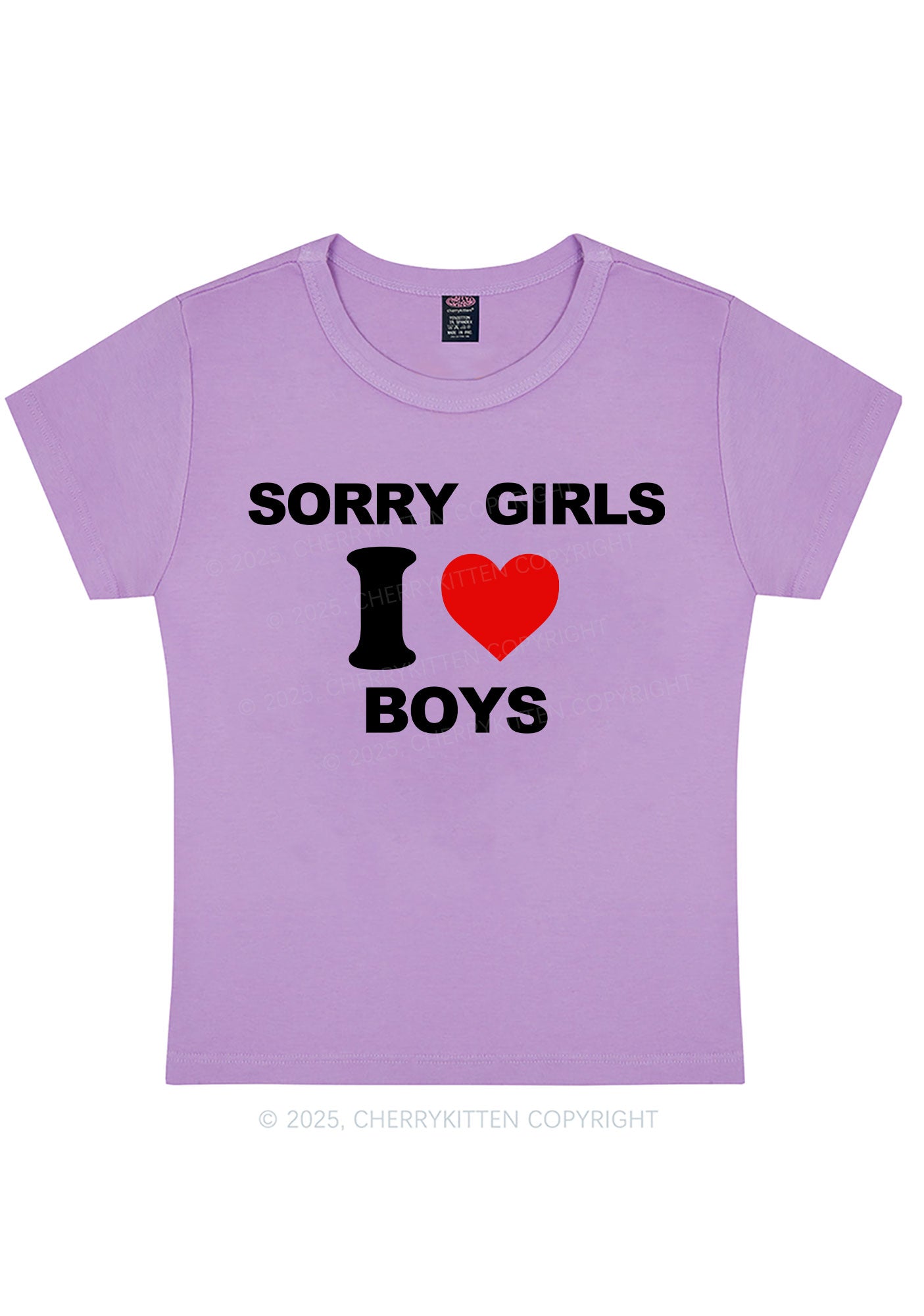 Sorry Girls I Love Boys Pride Y2K Baby Tee Cherrykitten
