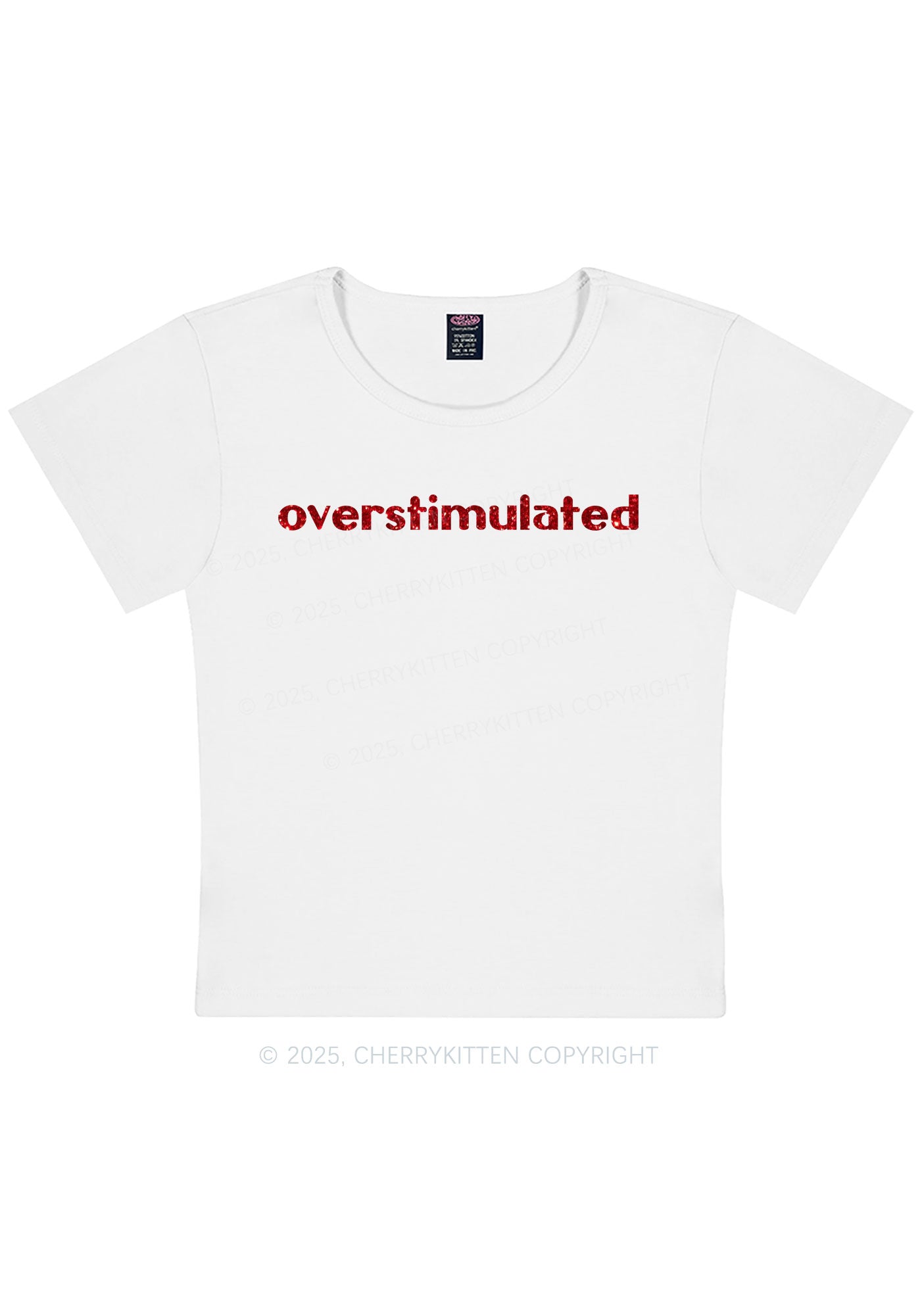 Glitter Overstimulated Y2K Baby Tee Cherrykitten