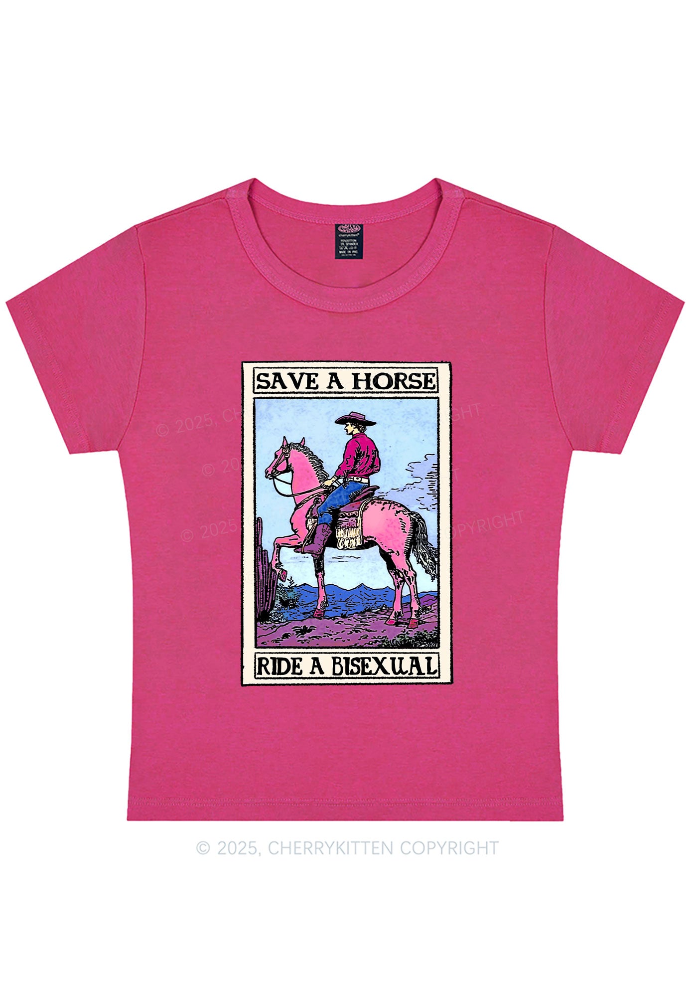 Save Horse Ride Bisexual Pride Y2K Baby Tee Cherrykitten