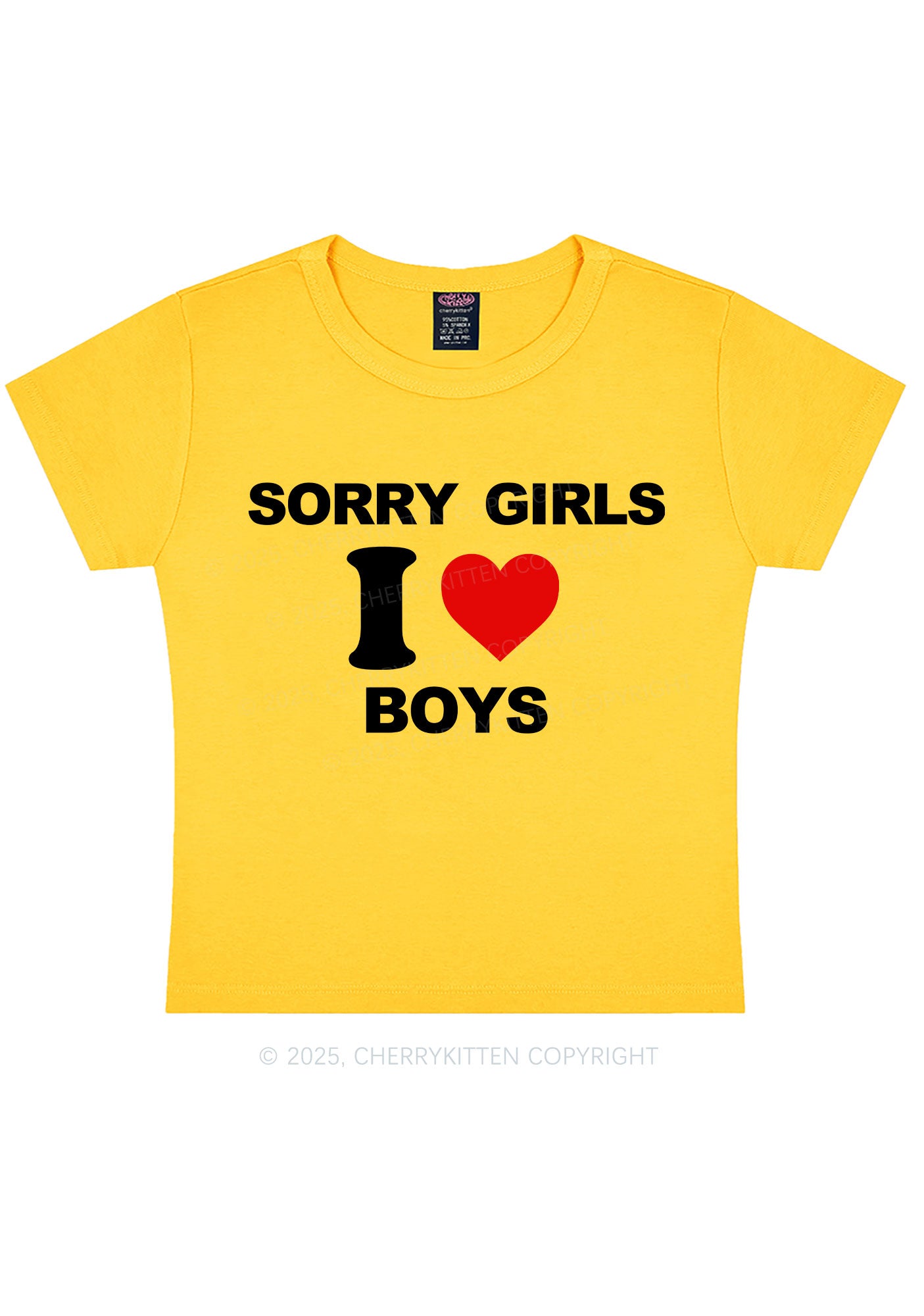 Sorry Girls I Love Boys Pride Y2K Baby Tee Cherrykitten