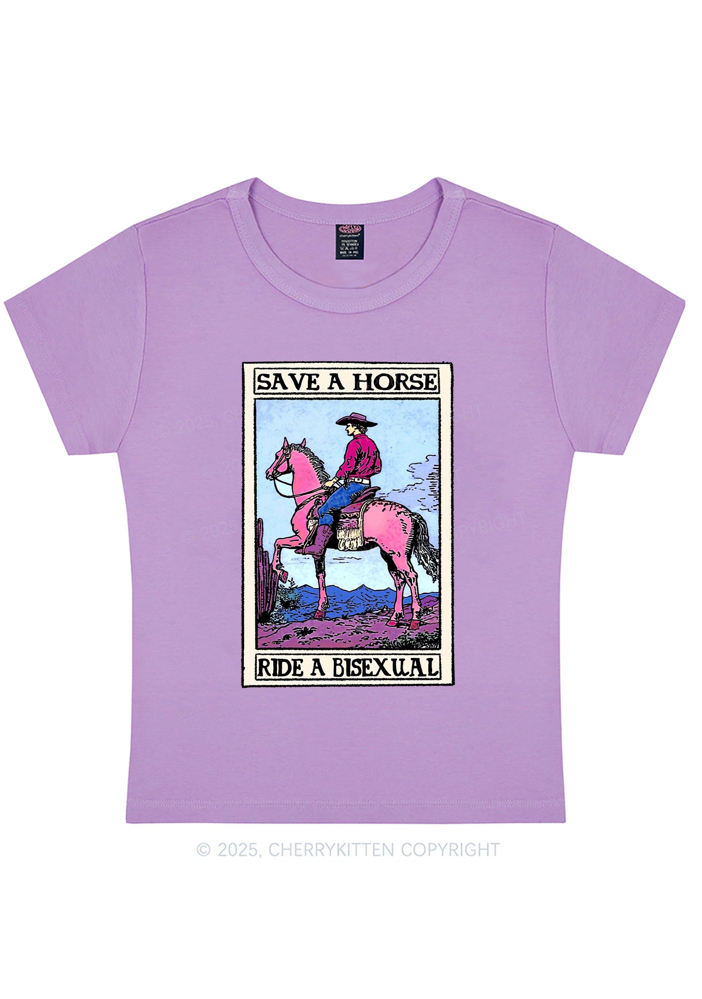 Save Horse Ride Bisexual Pride Y2K Baby Tee Cherrykitten
