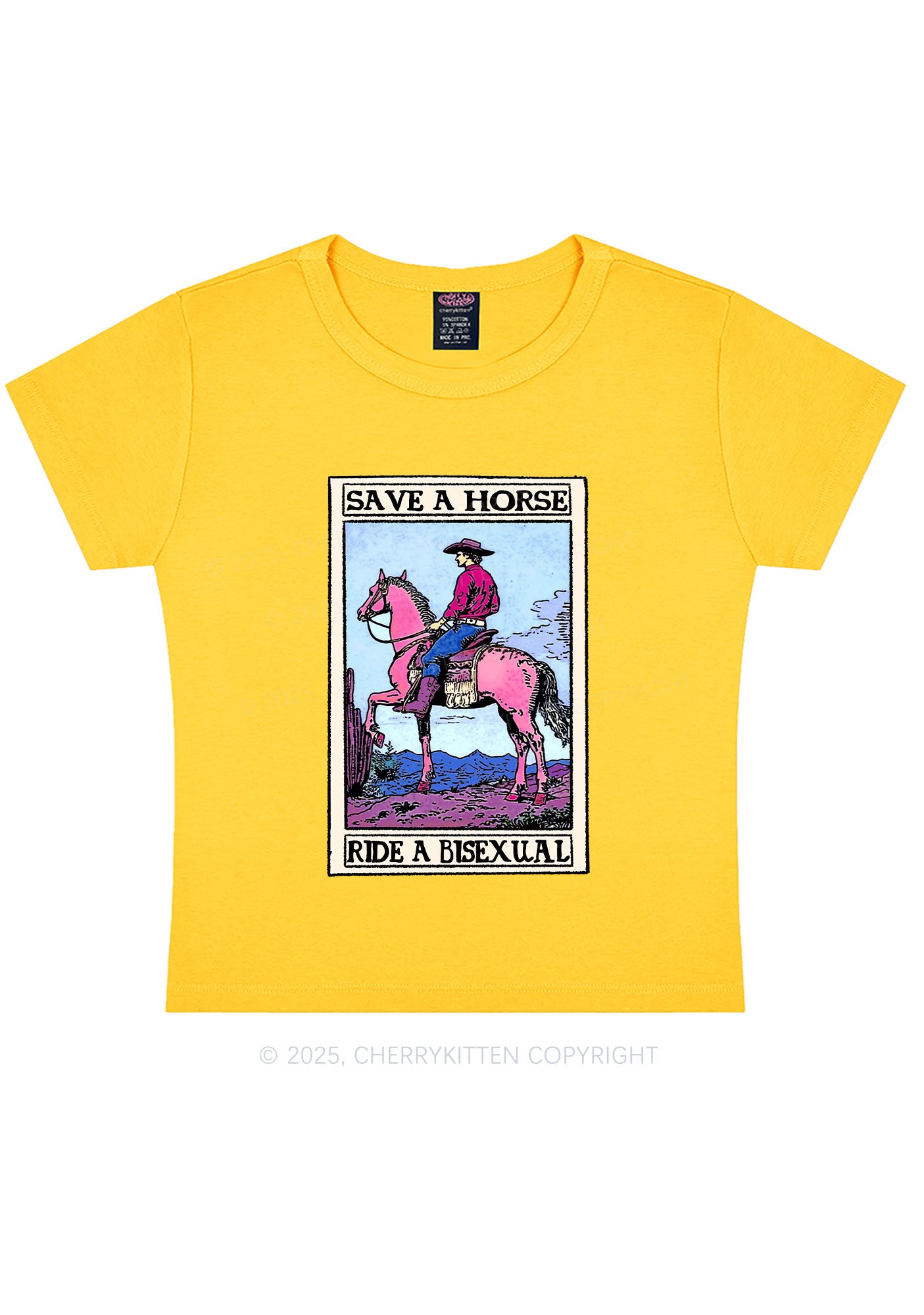 Save Horse Ride Bisexual Pride Y2K Baby Tee Cherrykitten