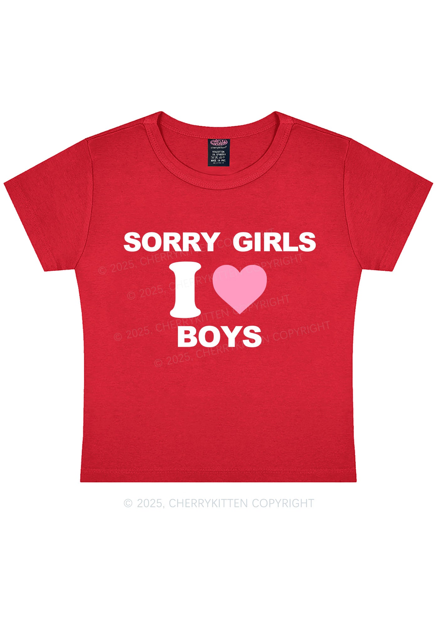 Sorry Girls I Love Boys Pride Y2K Baby Tee Cherrykitten