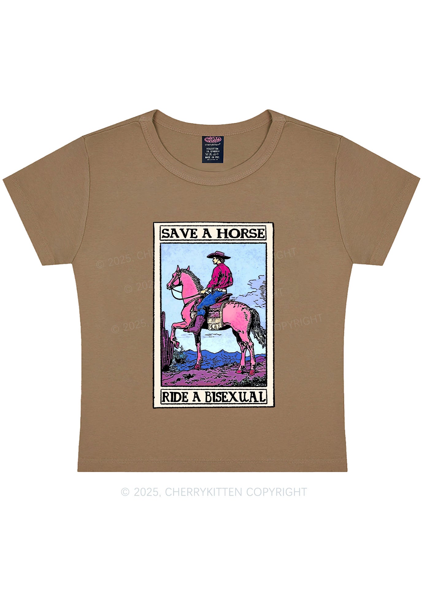 Save Horse Ride Bisexual Pride Y2K Baby Tee Cherrykitten