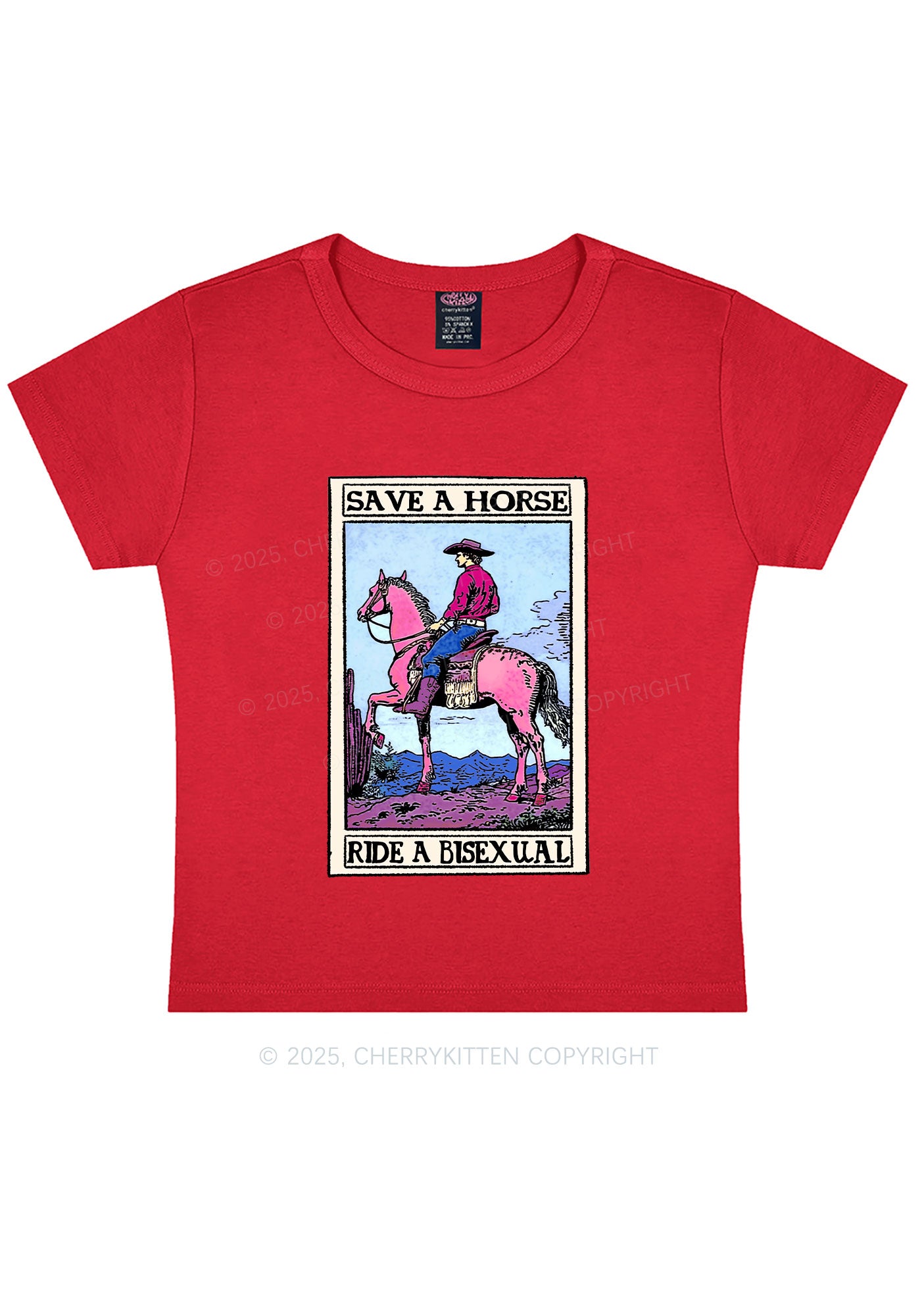 Save Horse Ride Bisexual Pride Y2K Baby Tee Cherrykitten