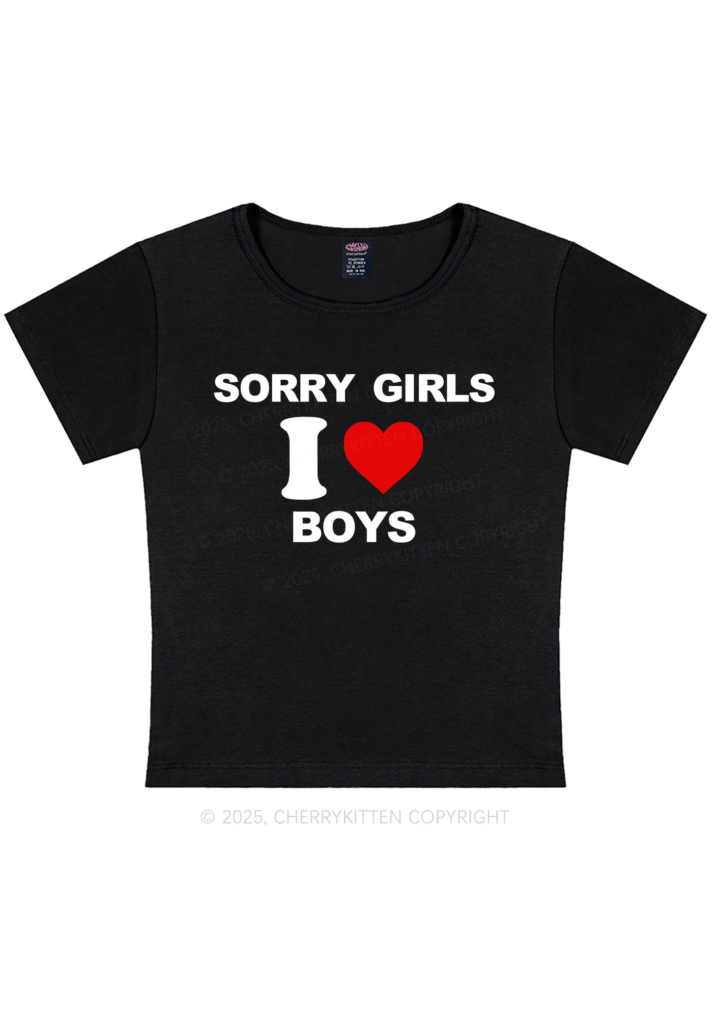 Sorry Girls I Love Boys Pride Y2K Baby Tee Cherrykitten