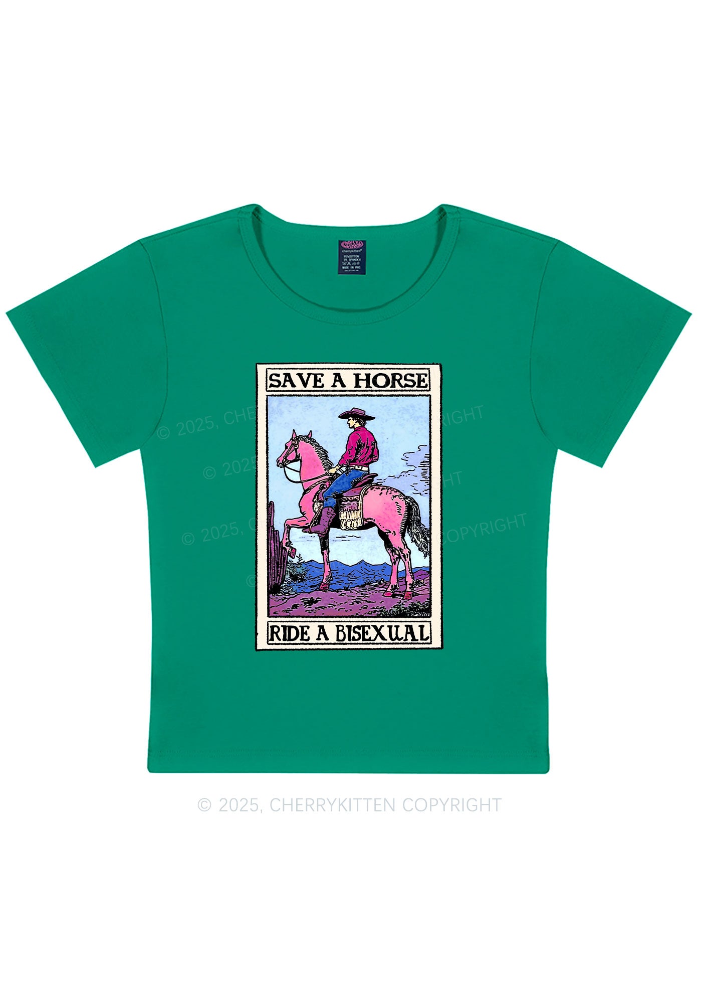 Save Horse Ride Bisexual Pride Y2K Baby Tee Cherrykitten