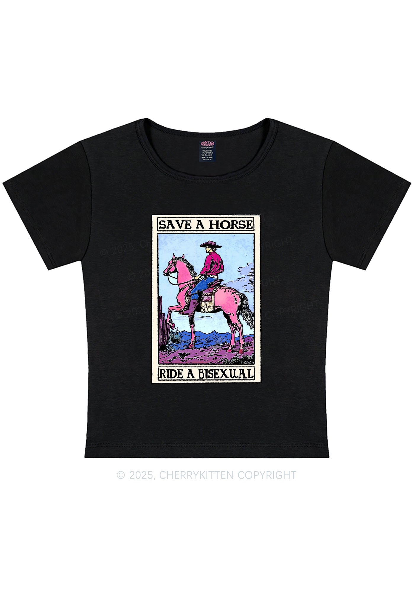 Save Horse Ride Bisexual Pride Y2K Baby Tee Cherrykitten