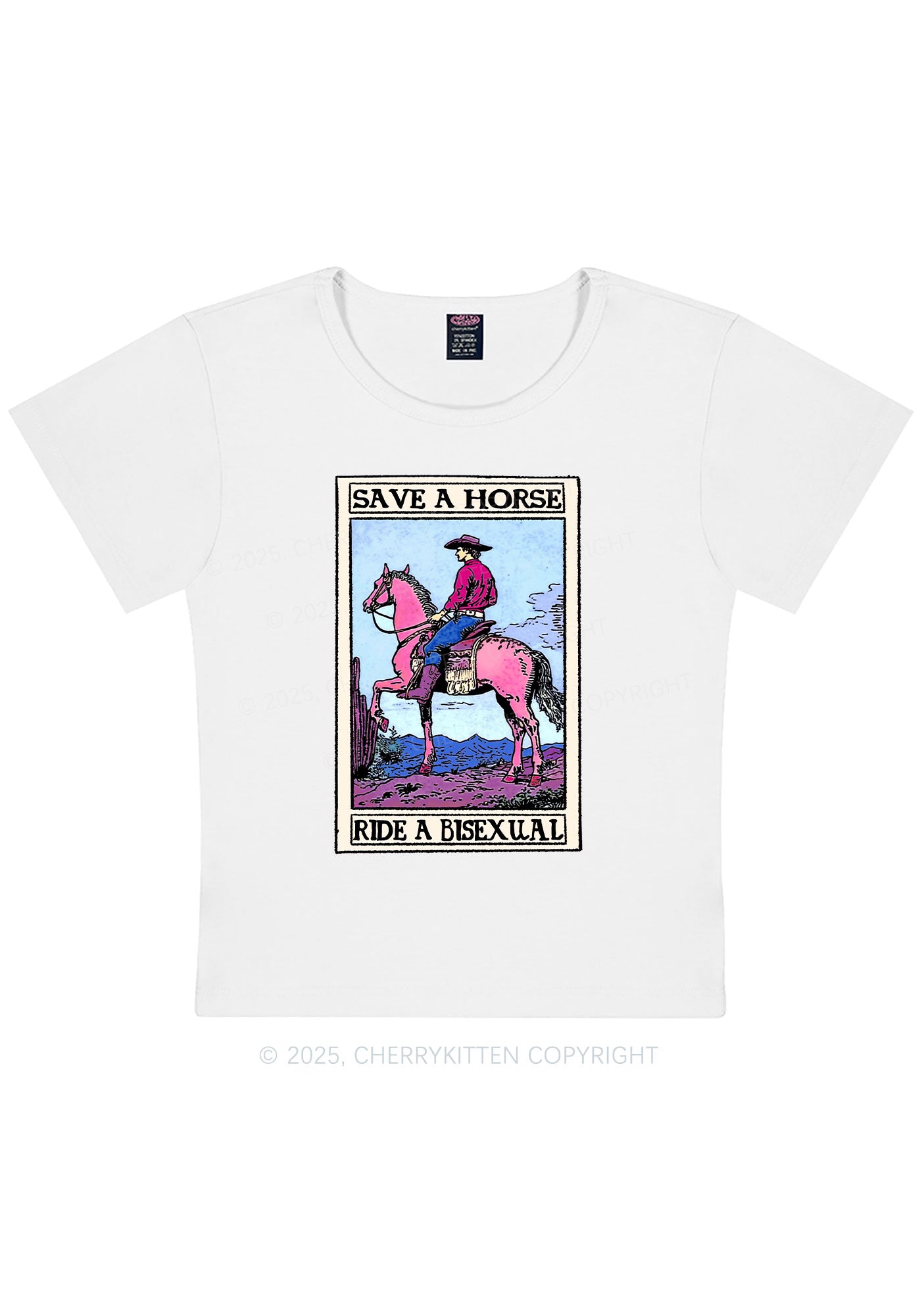 Save Horse Ride Bisexual Pride Y2K Baby Tee Cherrykitten