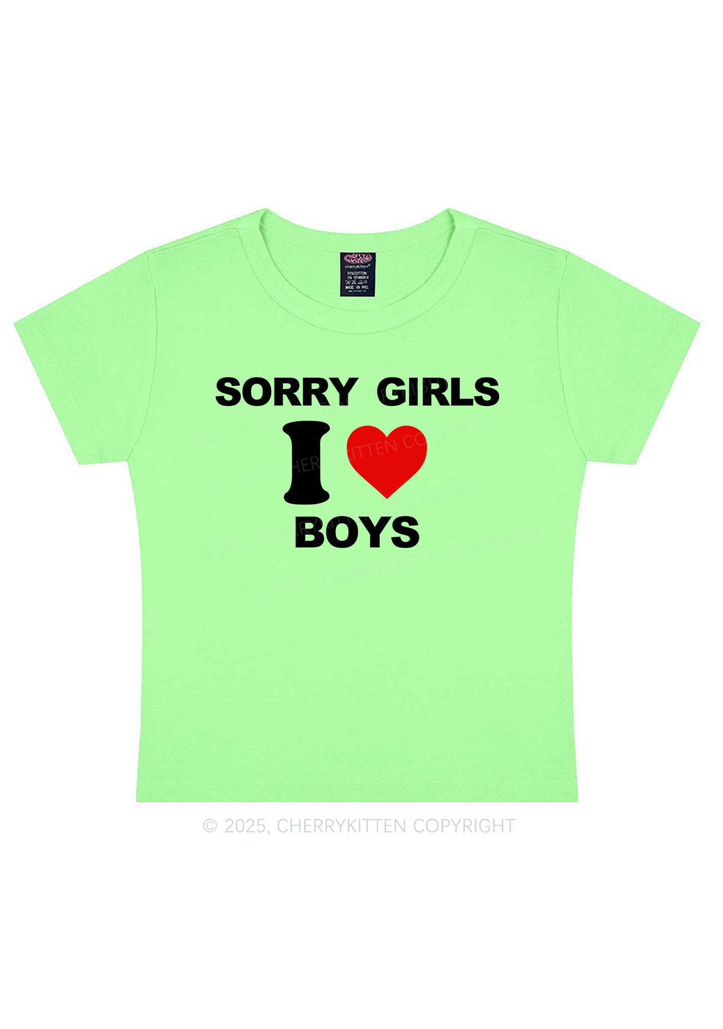 Sorry Girls I Love Boys Pride Y2K Baby Tee Cherrykitten