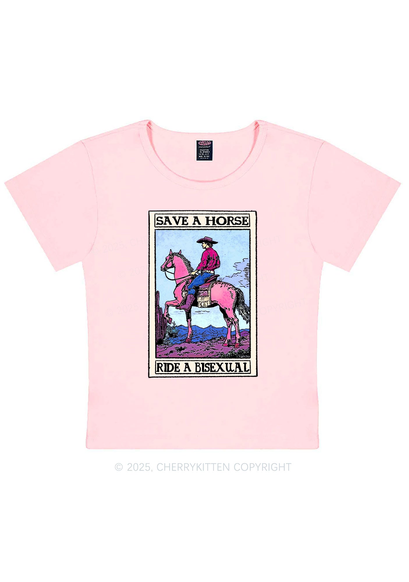 Save Horse Ride Bisexual Pride Y2K Baby Tee Cherrykitten