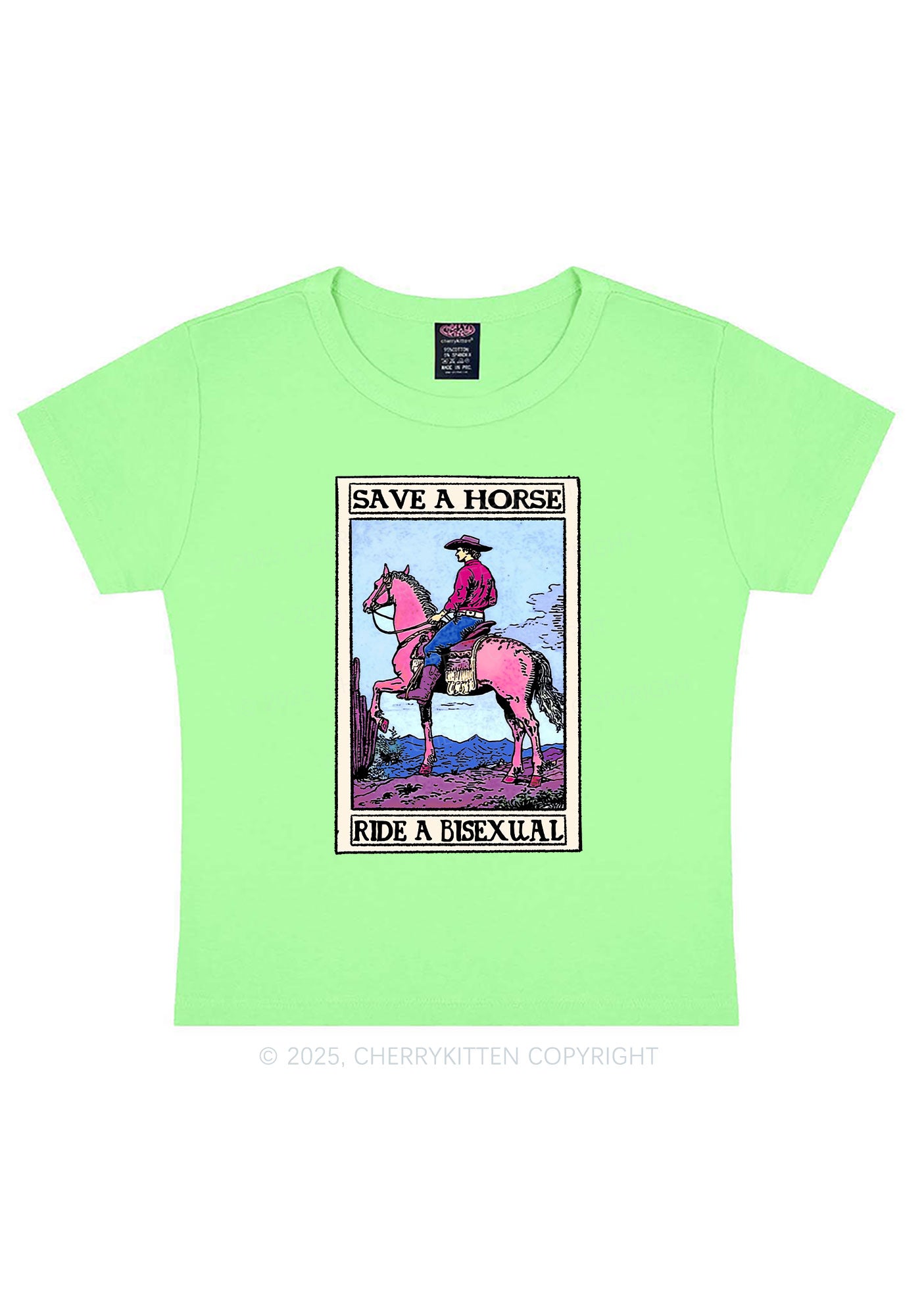 Save Horse Ride Bisexual Pride Y2K Baby Tee Cherrykitten