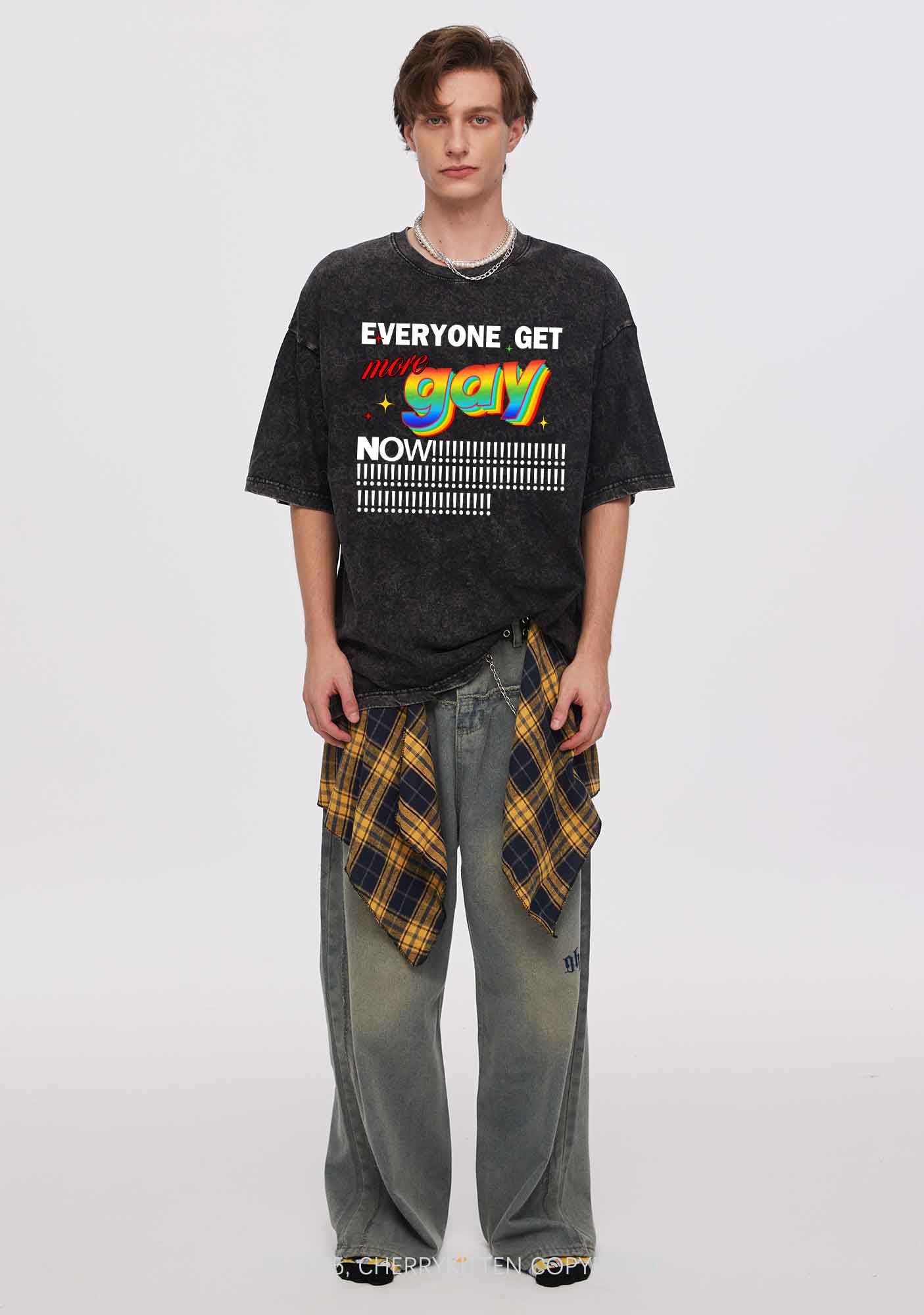 Get More Gay Pride Y2K Shirts Washed Tee Cherrykitten