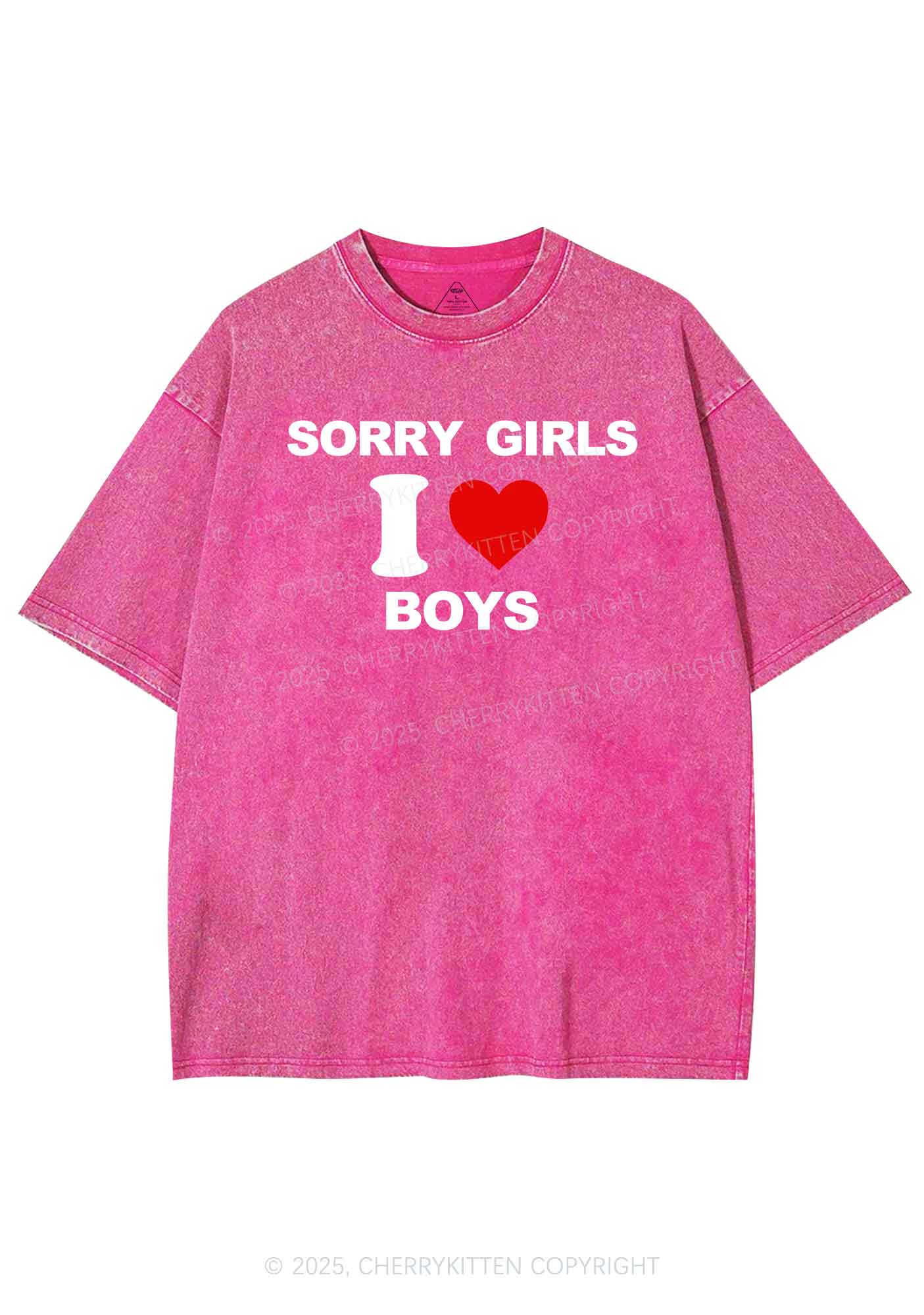 Sorry Girls I Love Boys Pride Y2K Shirts Washed Tee Cherrykitten