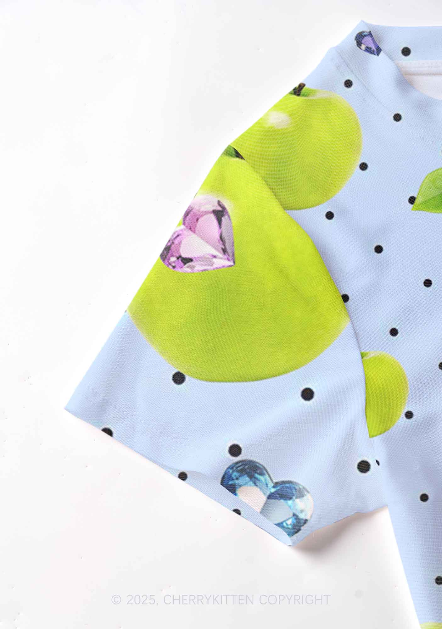 Chic Green Apple Y2K Mesh Crop Top Cherrykitten