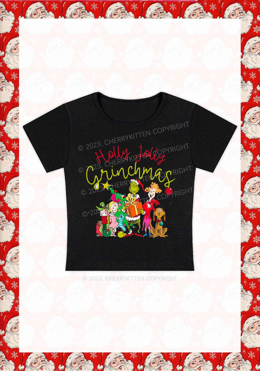 Holly Jolly Christmas Y2K Baby Tee Cherrykitten