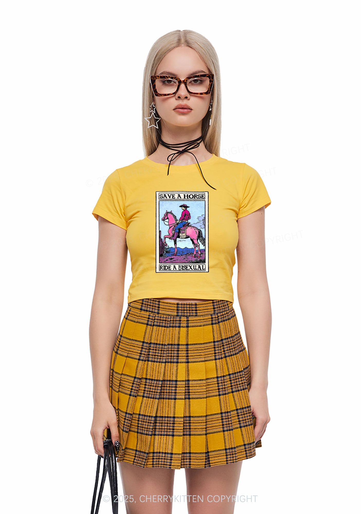 Save Horse Ride Bisexual Pride Y2K Baby Tee Cherrykitten