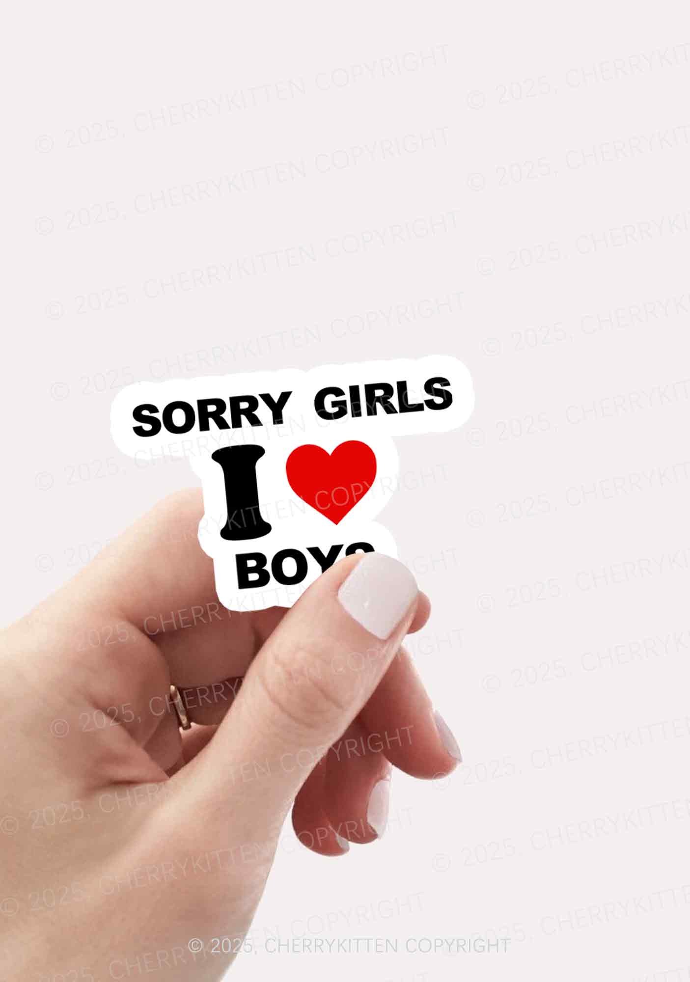 Sorry Girls I Love Boys Pride 1Pc Y2K Sticker Cherrykitten