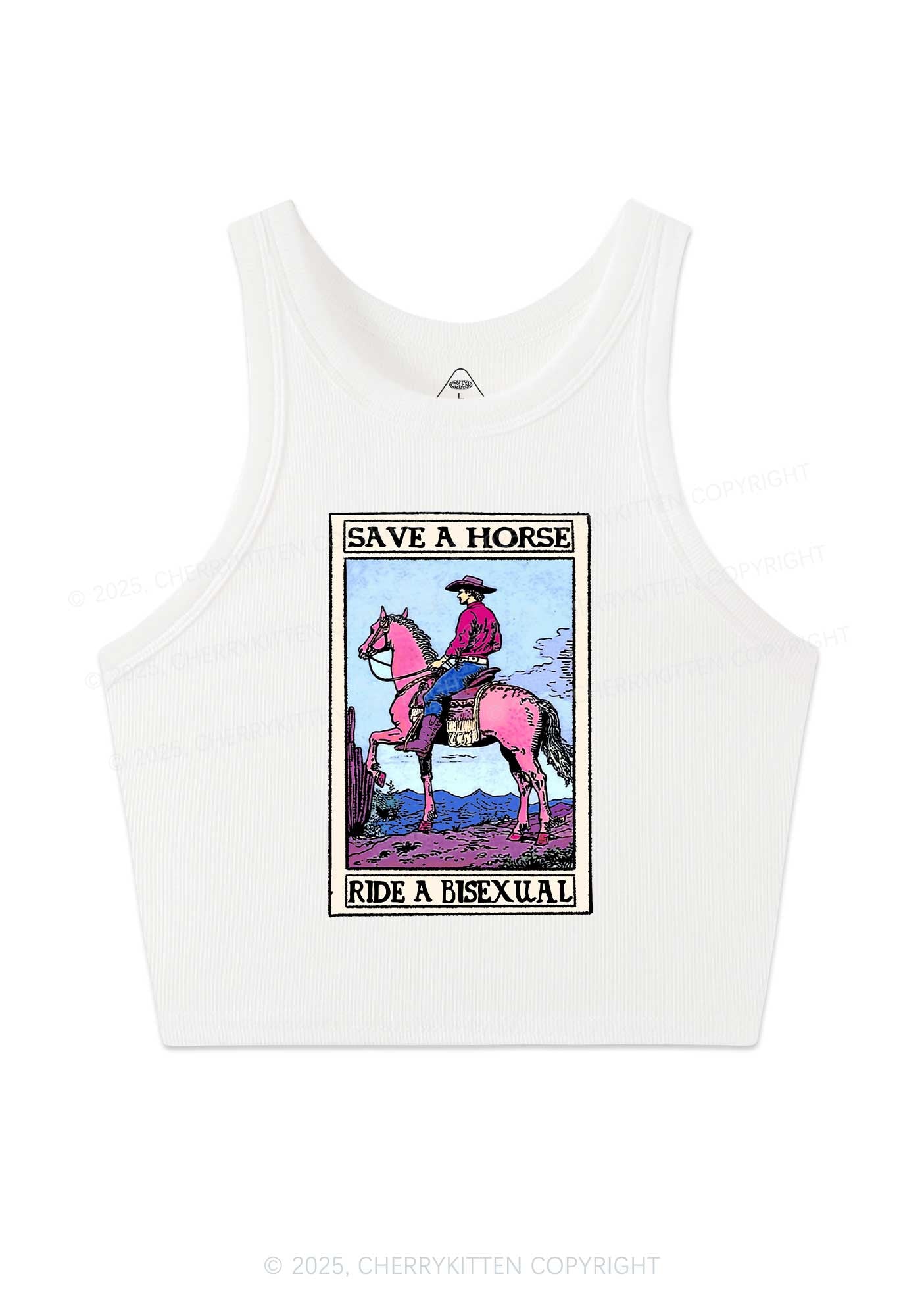 Save Horse Ride Bisexual Pride Y2K Crop Tank Top Cherrykitten