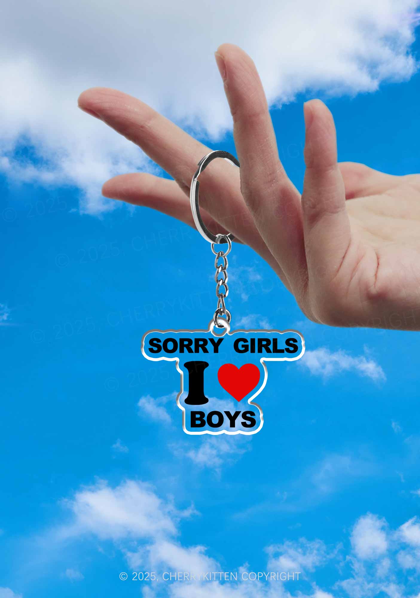 Sorry Girls I Love Boys Pride 1Pc Y2K Keychain Cherrykitten