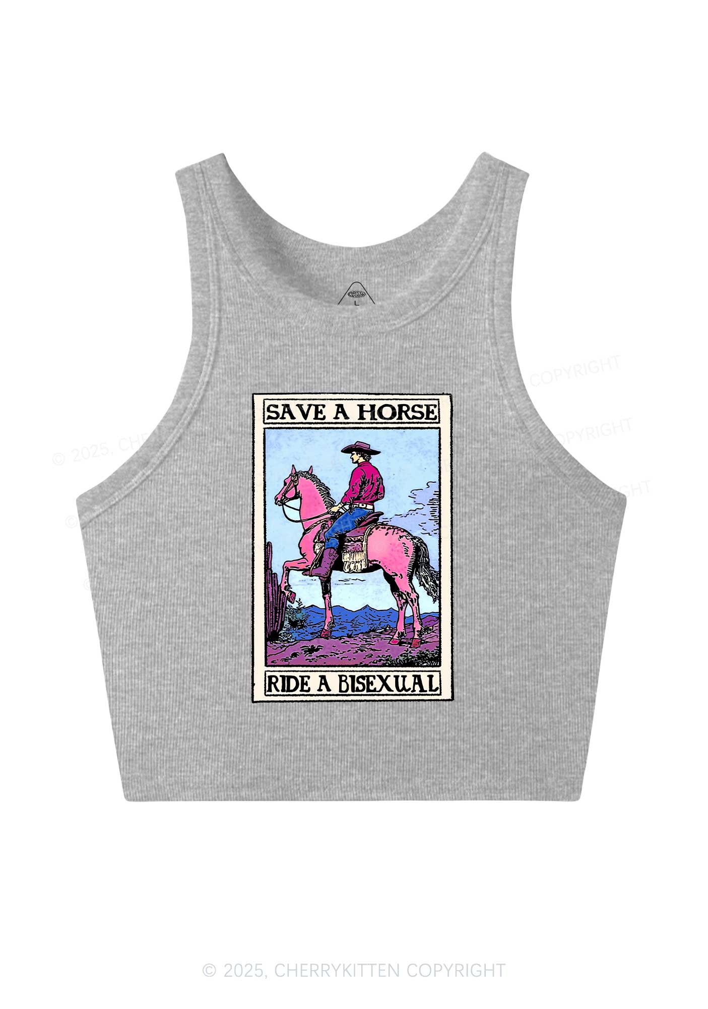 Save Horse Ride Bisexual Pride Y2K Crop Tank Top Cherrykitten