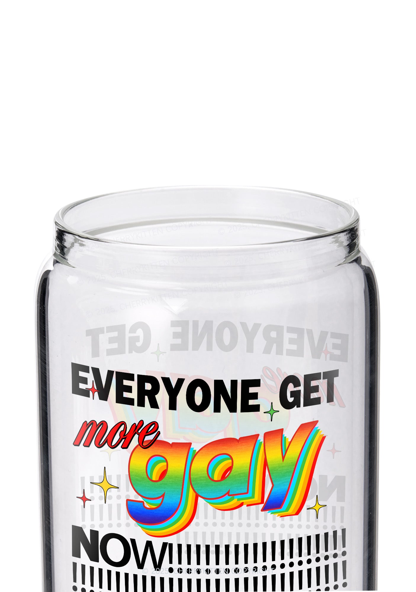 Get More Gay Pride Y2K Printed Glass Cup Cherrykitten