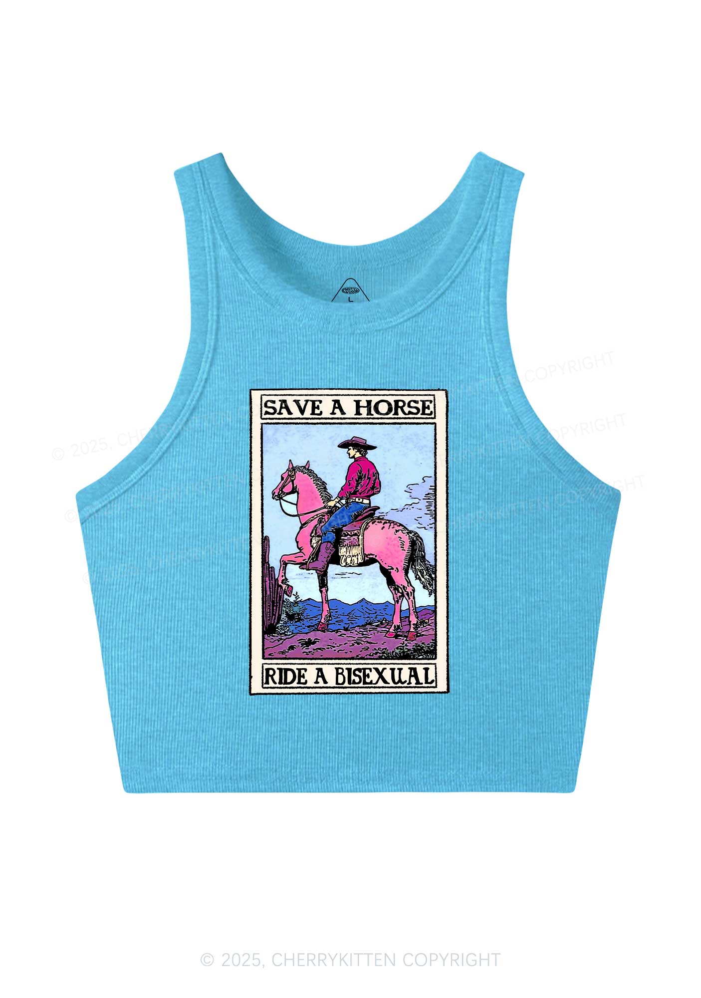 Save Horse Ride Bisexual Pride Y2K Crop Tank Top Cherrykitten