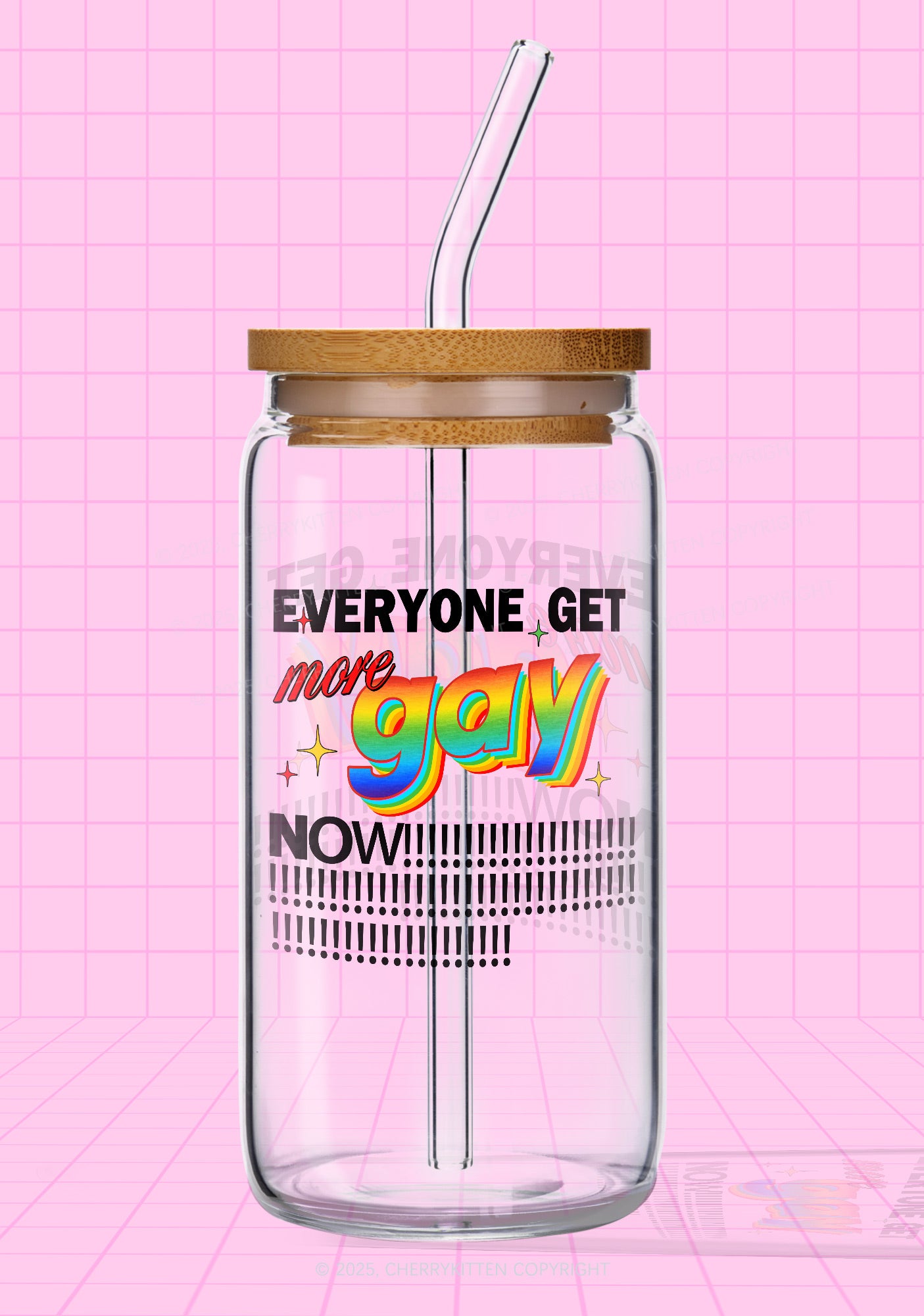 Get More Gay Pride Y2K Printed Glass Cup Cherrykitten