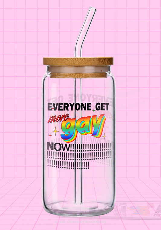 Get More Gay Pride Y2K Printed Glass Cup Cherrykitten