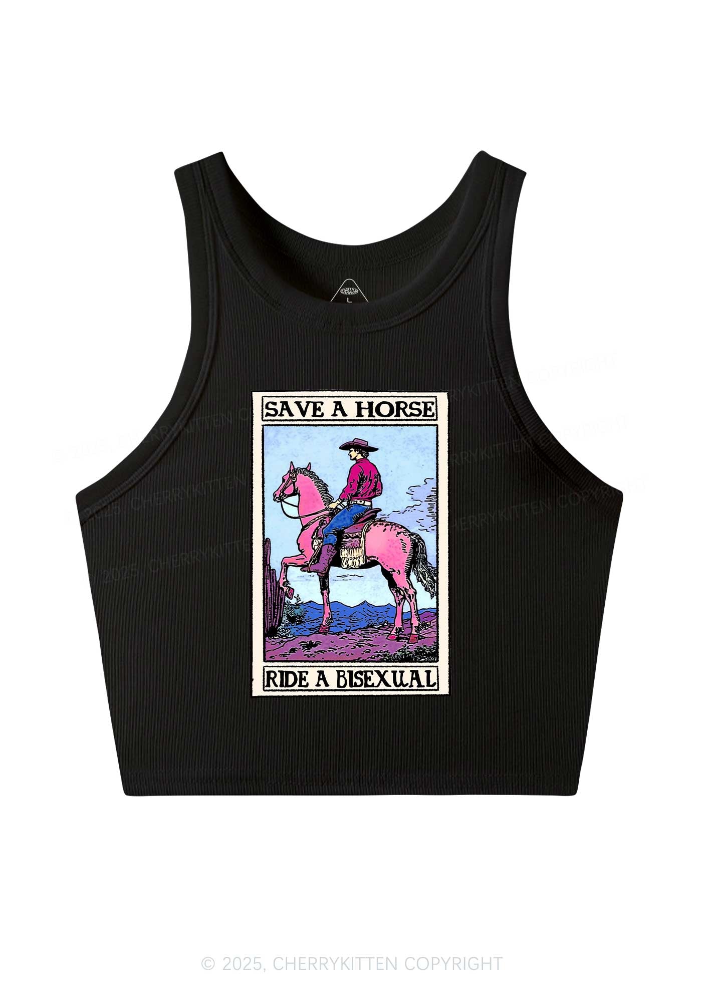 Save Horse Ride Bisexual Pride Y2K Crop Tank Top Cherrykitten