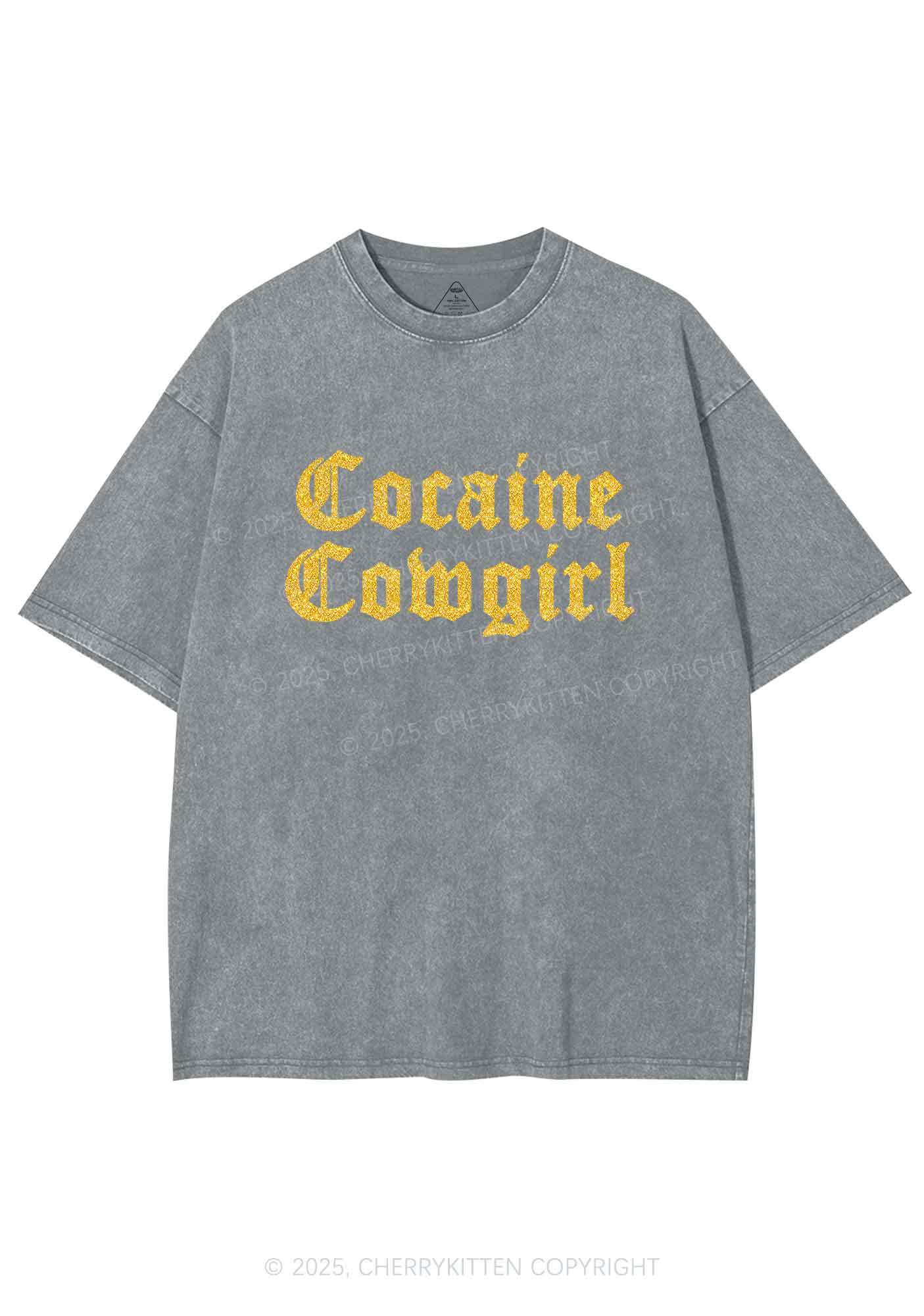 Glitter Cola Cowgirl Y2K Shirts Washed Tee Cherrykitten