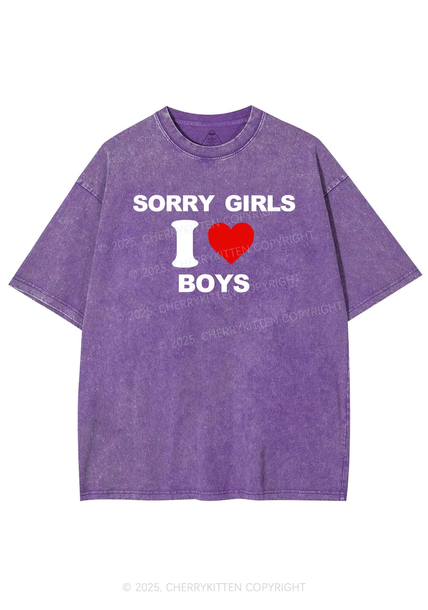 Sorry Girls I Love Boys Pride Y2K Shirts Washed Tee Cherrykitten
