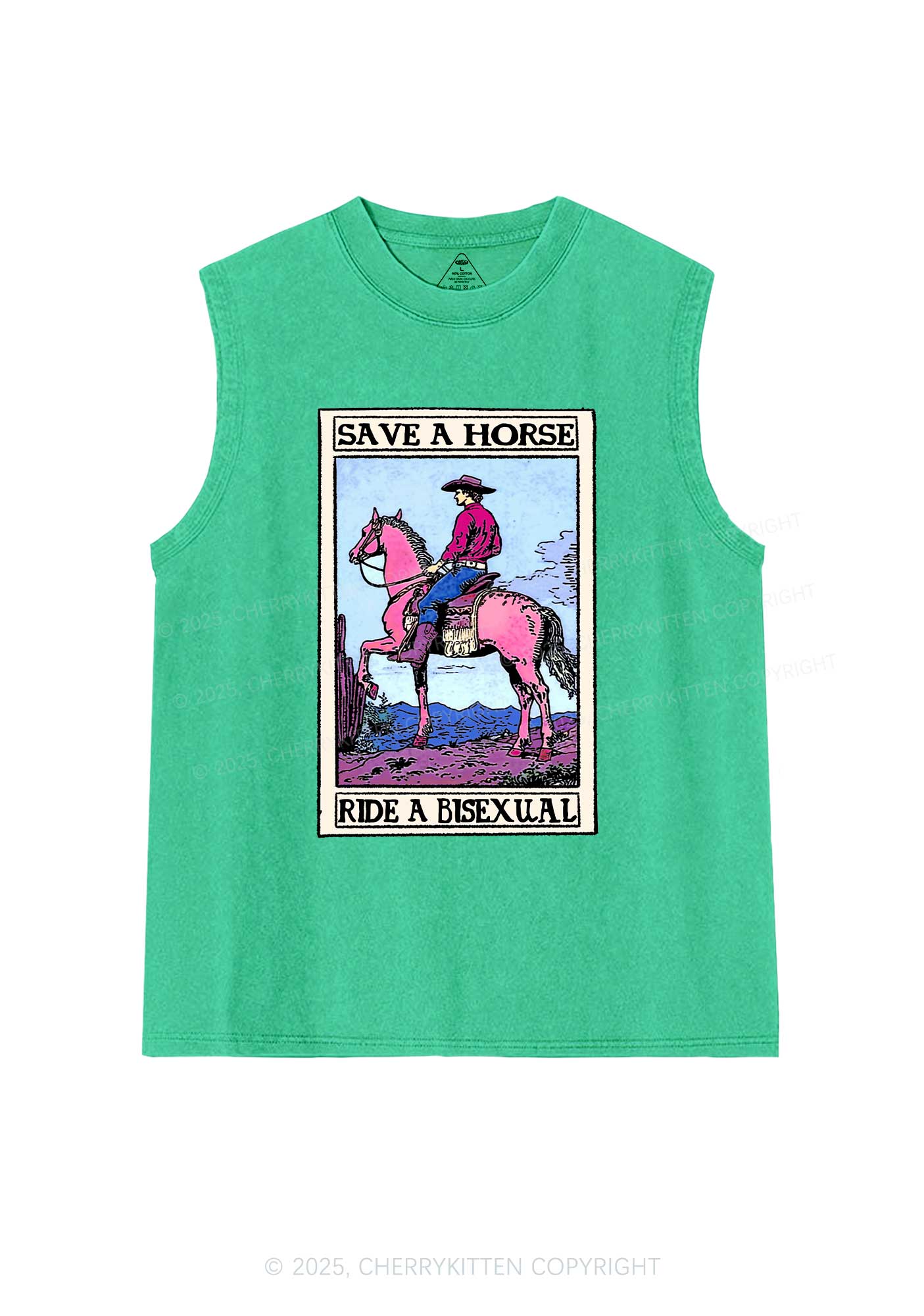 Save Horse Ride Bisexual Pride Y2K Washed Muscle Tank Cherrykitten