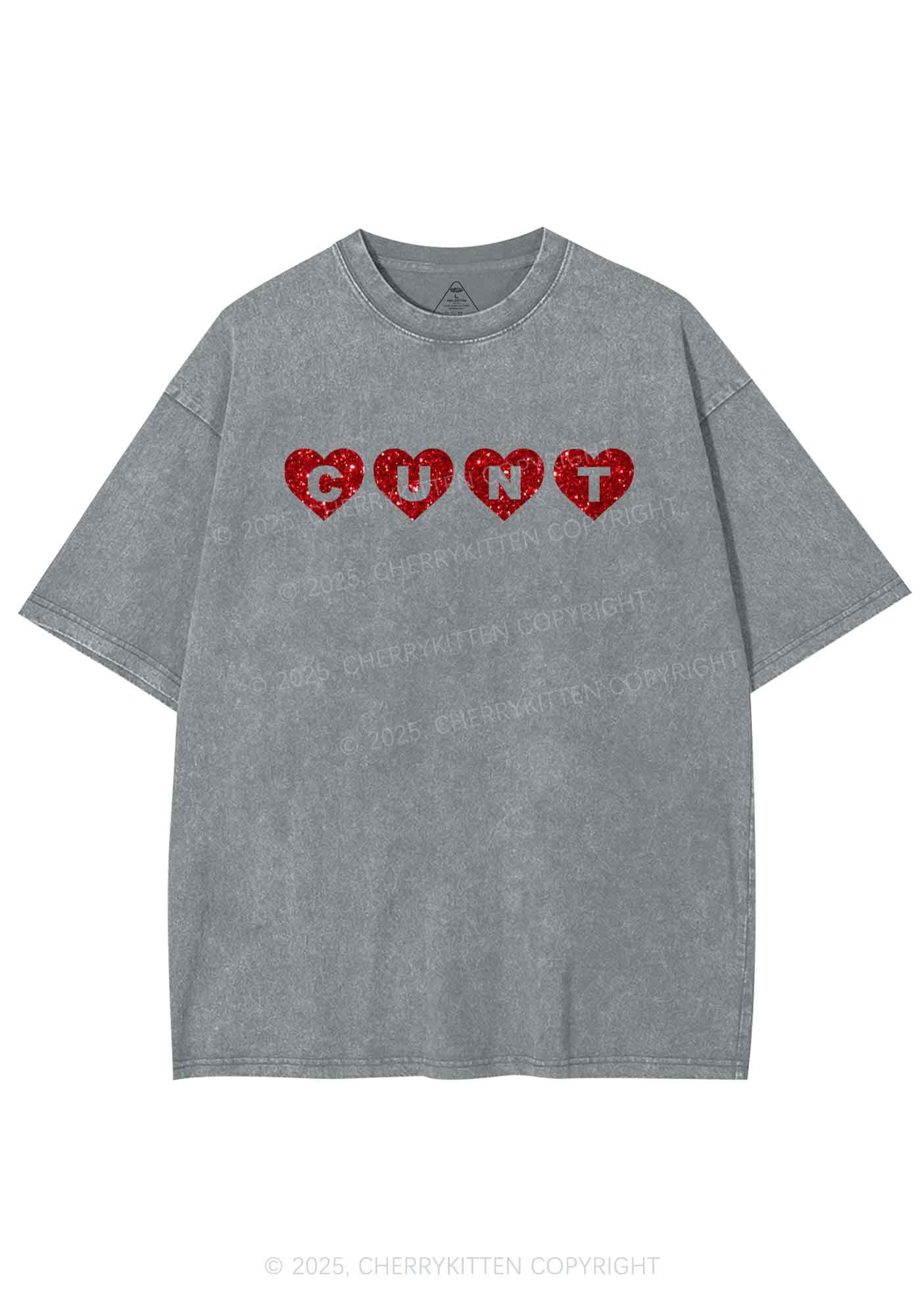 Glitter Love Cxxt Y2K Shirts Washed Tee Cherrykitten
