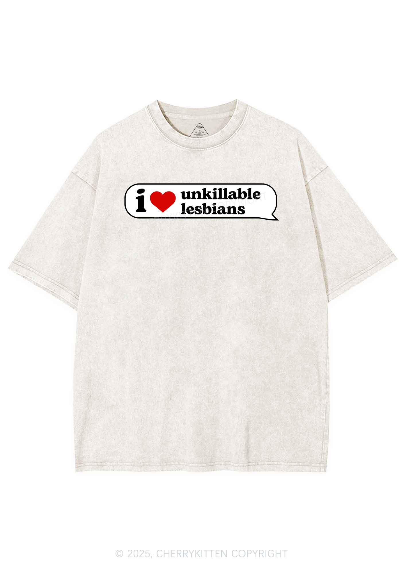 I Love Unkillable Lesbians Pride Y2K Shirts Washed Tee Cherrykitten