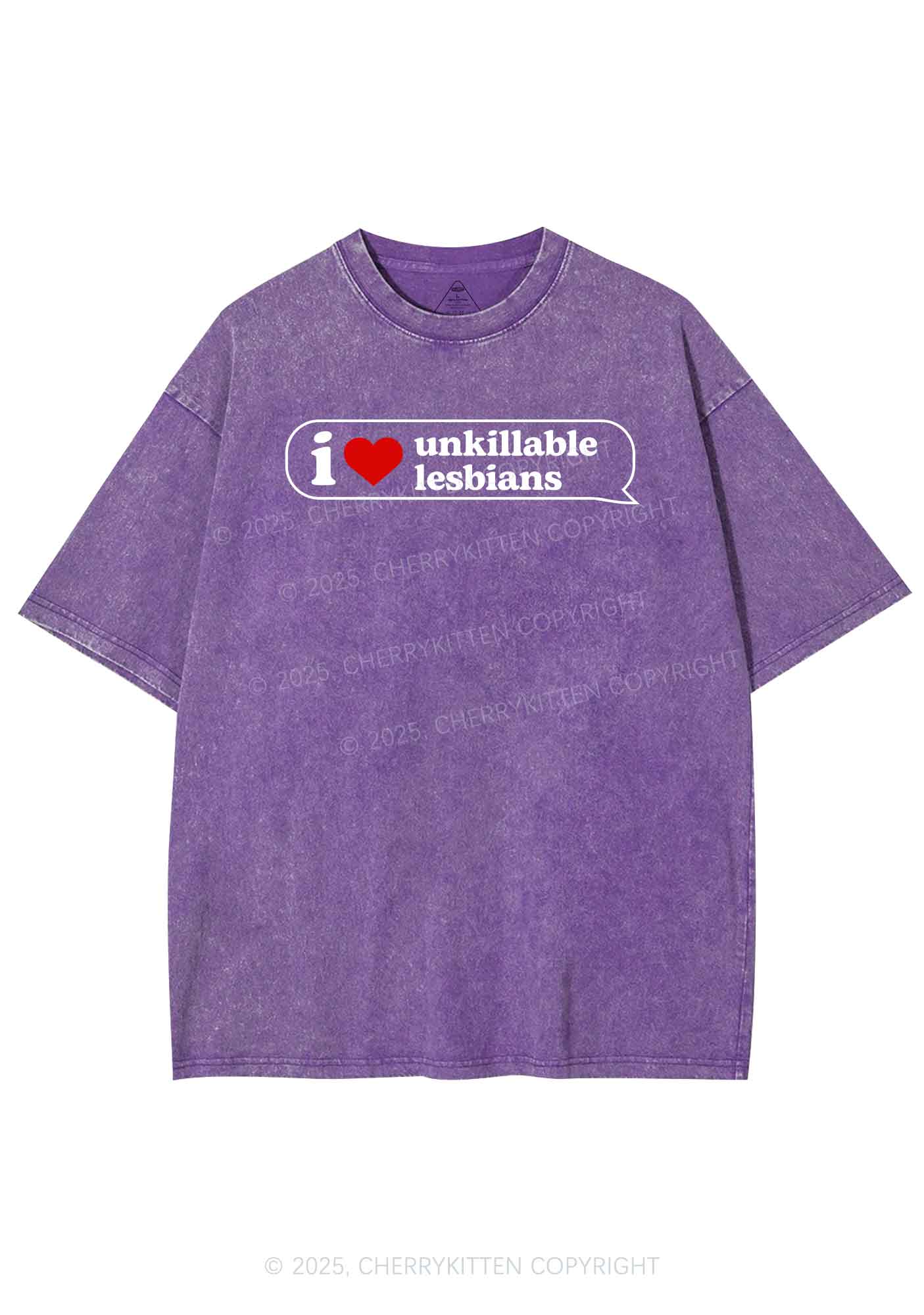 I Love Unkillable Lesbians Pride Y2K Shirts Washed Tee Cherrykitten