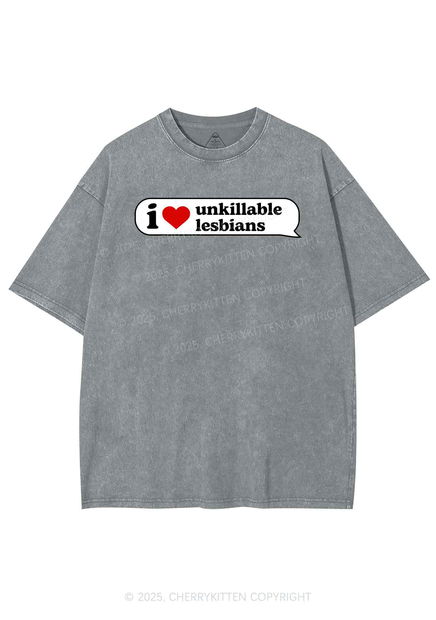 I Love Unkillable Lesbians Pride Y2K Shirts Washed Tee Cherrykitten