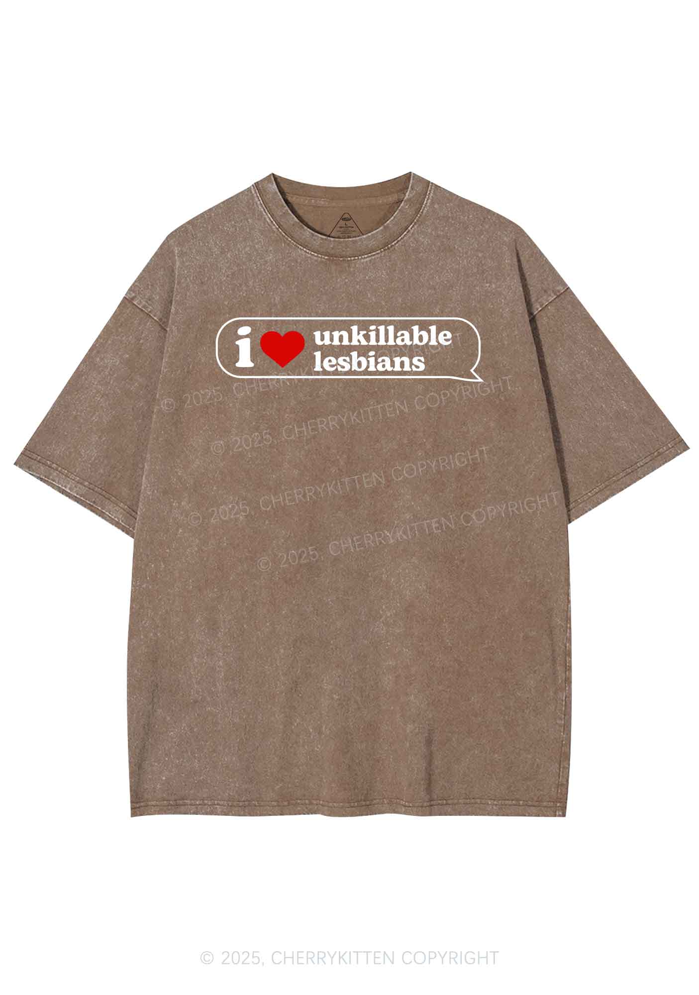 I Love Unkillable Lesbians Pride Y2K Shirts Washed Tee Cherrykitten