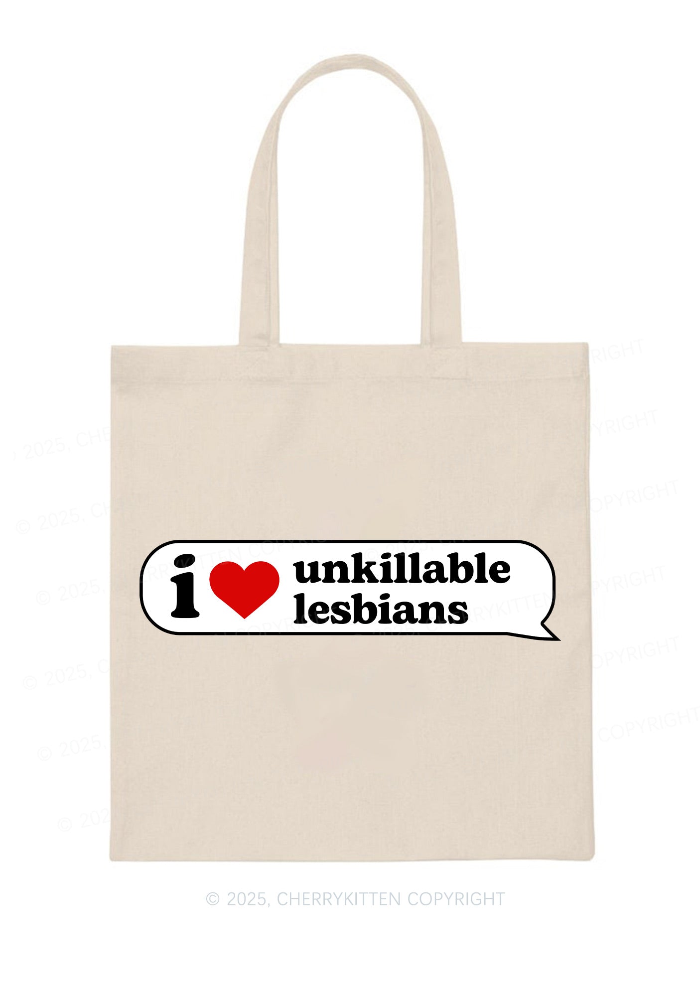 I Love Unkillable Lesbians Pride Y2K Canvas Tote Bag Cherrykitten