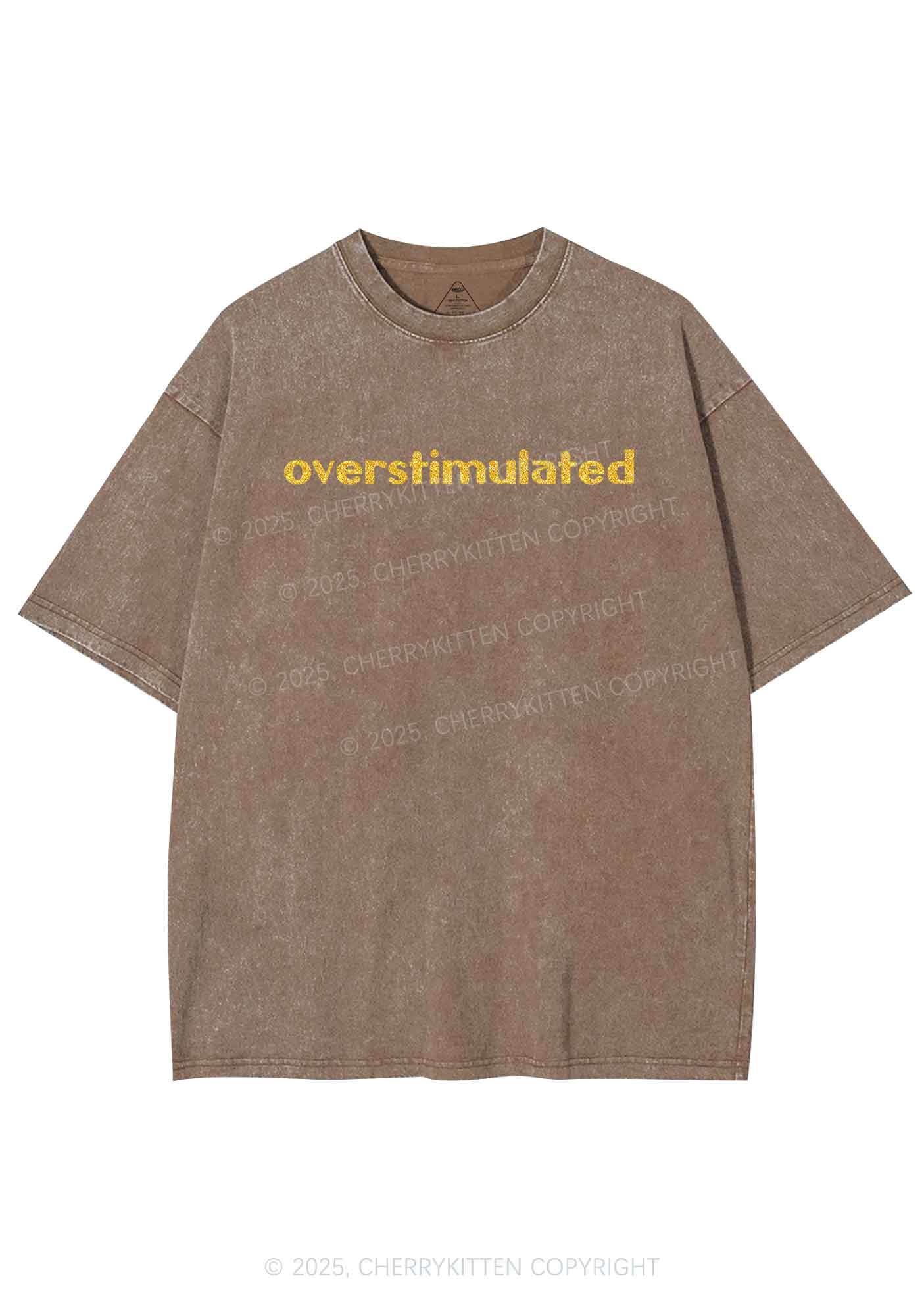 Glitter Overstimulated Y2K Shirts Washed Tee Cherrykitten
