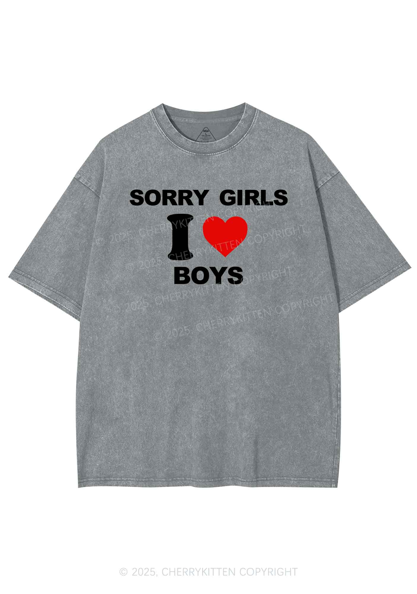 Sorry Girls I Love Boys Pride Y2K Shirts Washed Tee Cherrykitten
