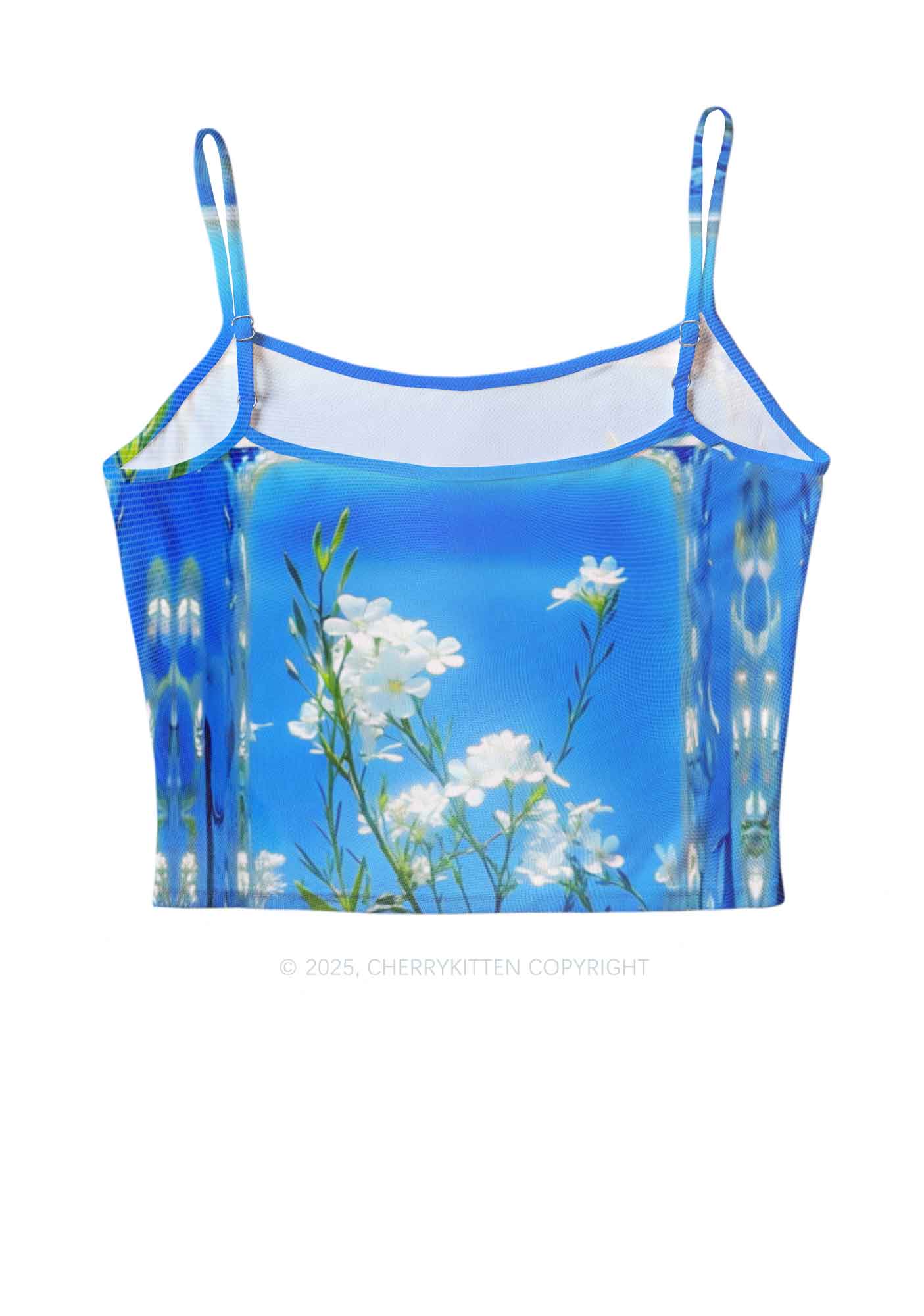 White Flowers Y2K Mesh Cami Tank Cherrykitten
