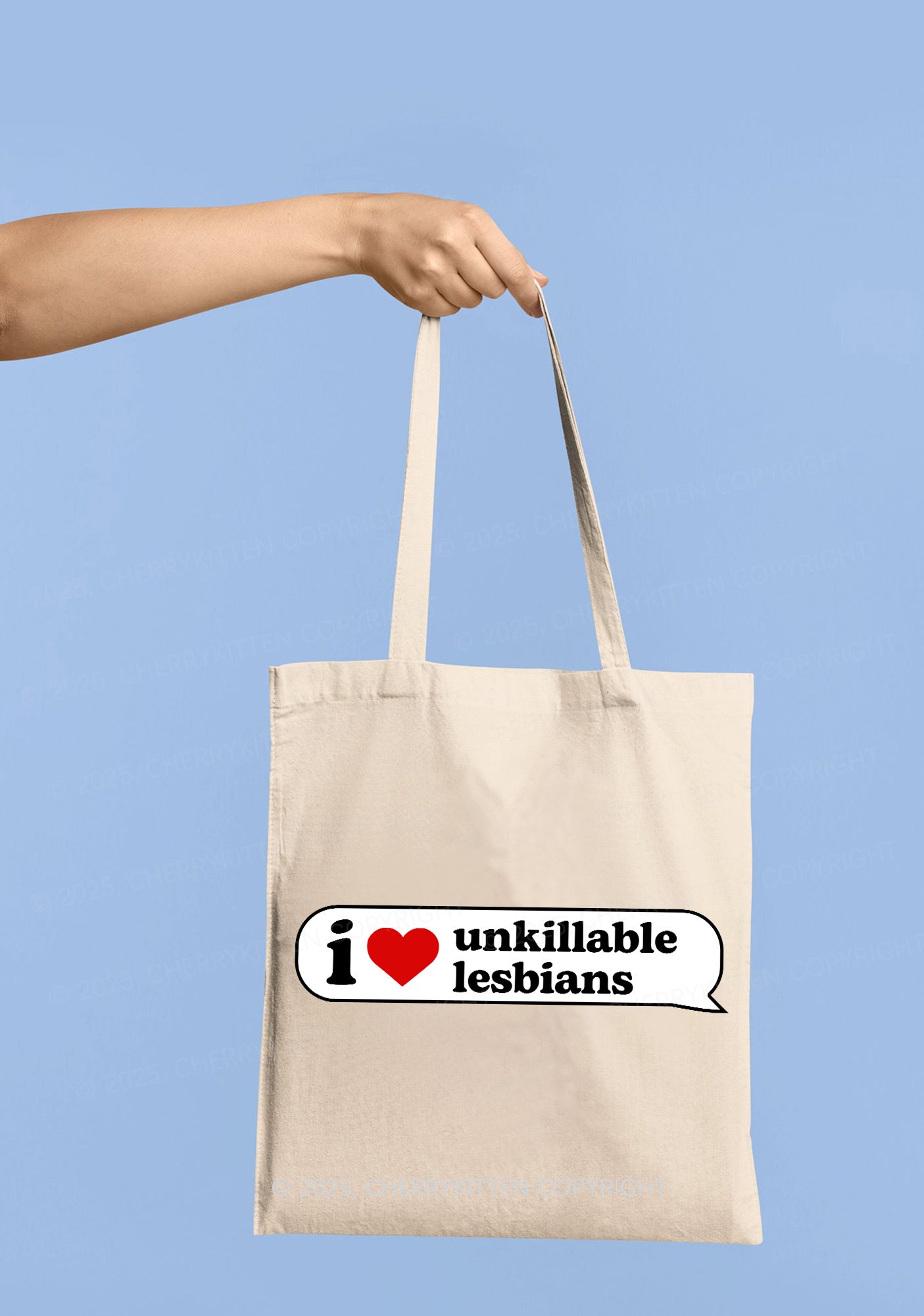 I Love Unkillable Lesbians Pride Y2K Canvas Tote Bag Cherrykitten