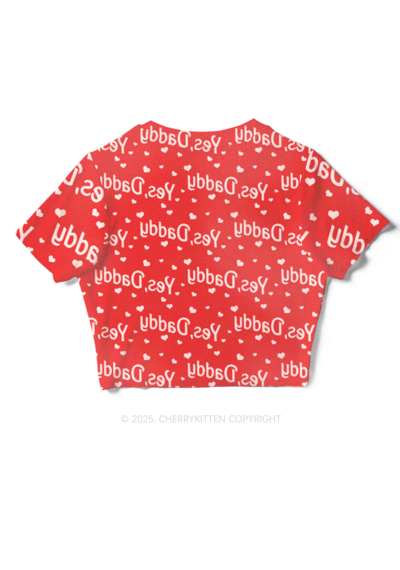 Yes Daddy Y2K Mesh Crop Top Cherrykitten