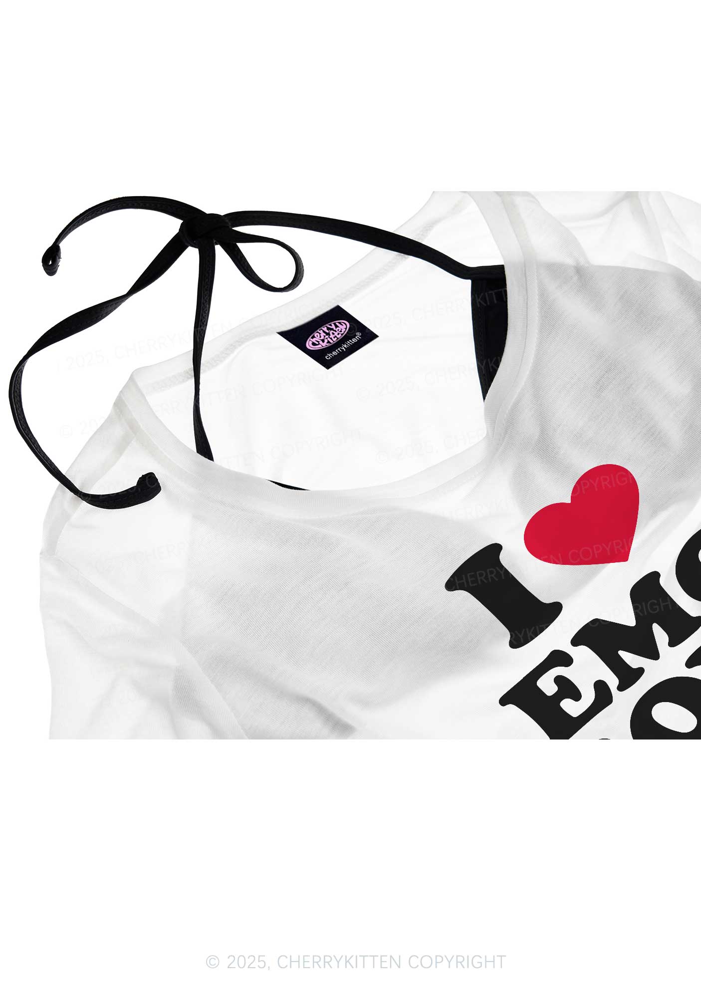 I Love Emo Boys Y2K Sheer Crop Tee Cherrykitten
