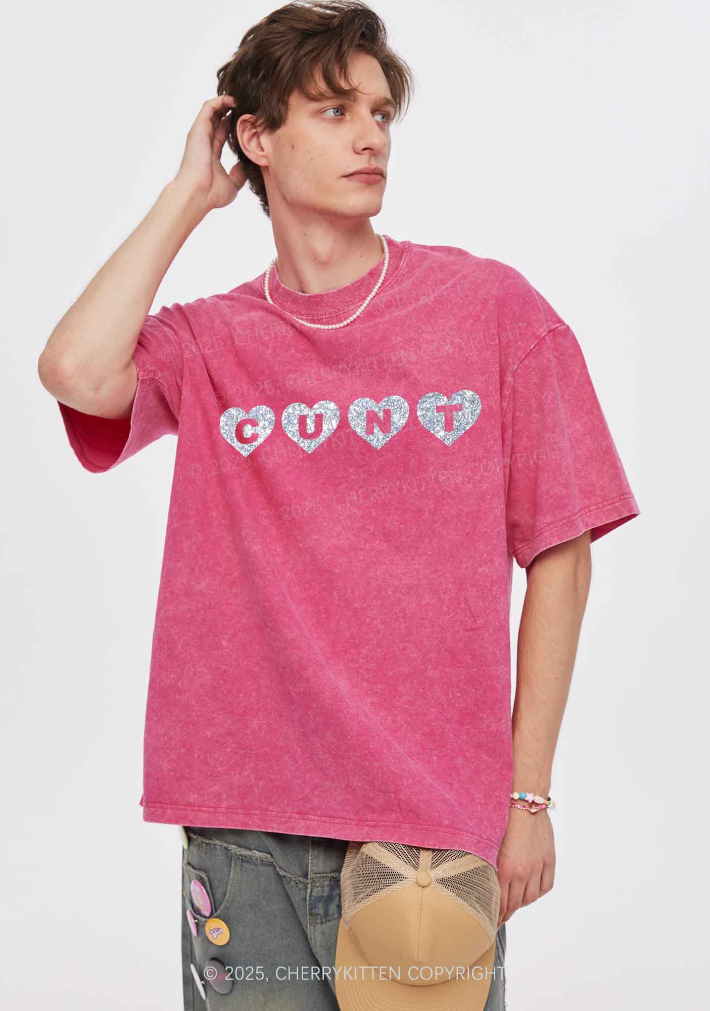 Glitter Love Cxxt Y2K Shirts Washed Tee Cherrykitten