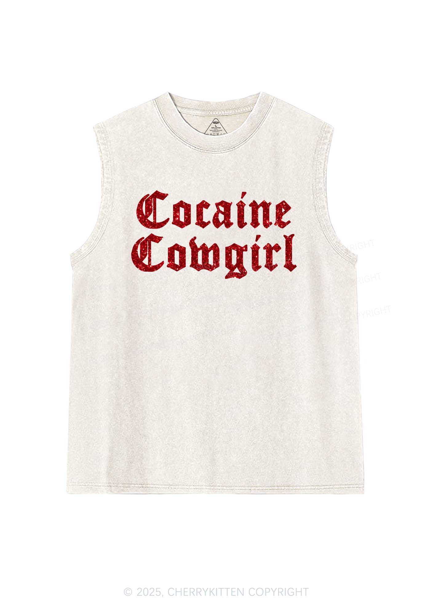 Glitter Cola Cowgirl Y2K Washed Muscle Tank Cherrykitten