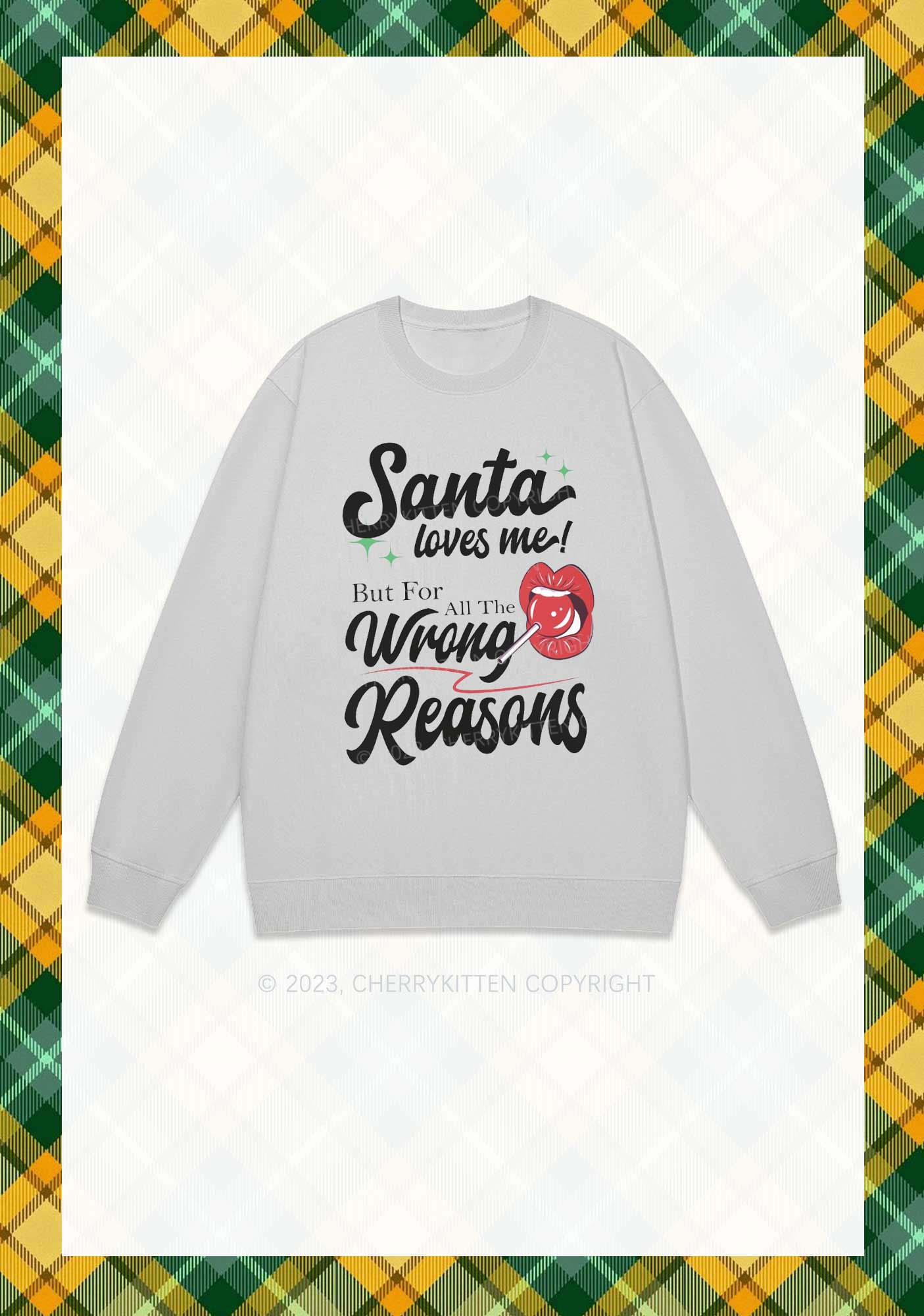 Santa Loves Me Christmas Y2K Sweatshirt Cherrykitten