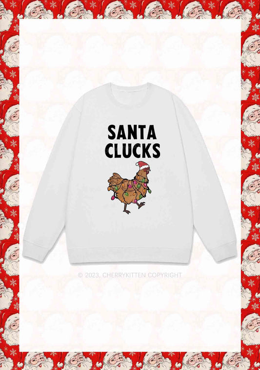 Santa Hat Clucks Christmas Y2K Sweatshirt Cherrykitten